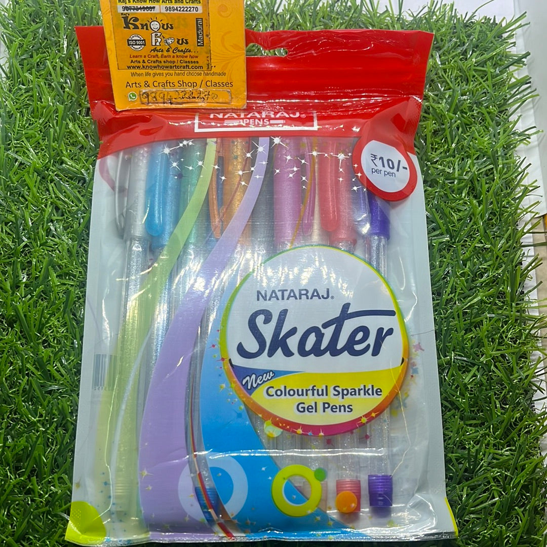 Nataraj skater colourful sparkle gel pens