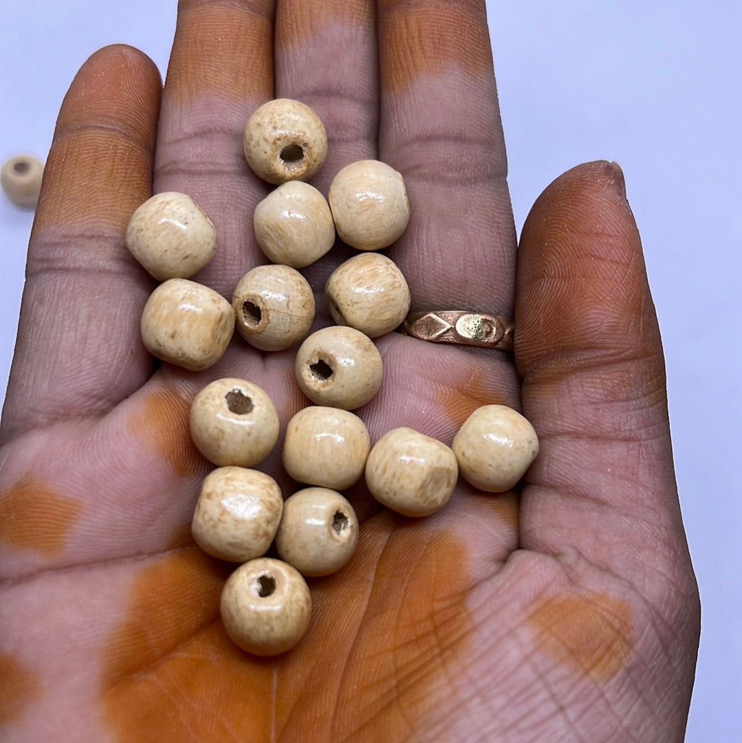 Wooden beads  gold round beads 50g