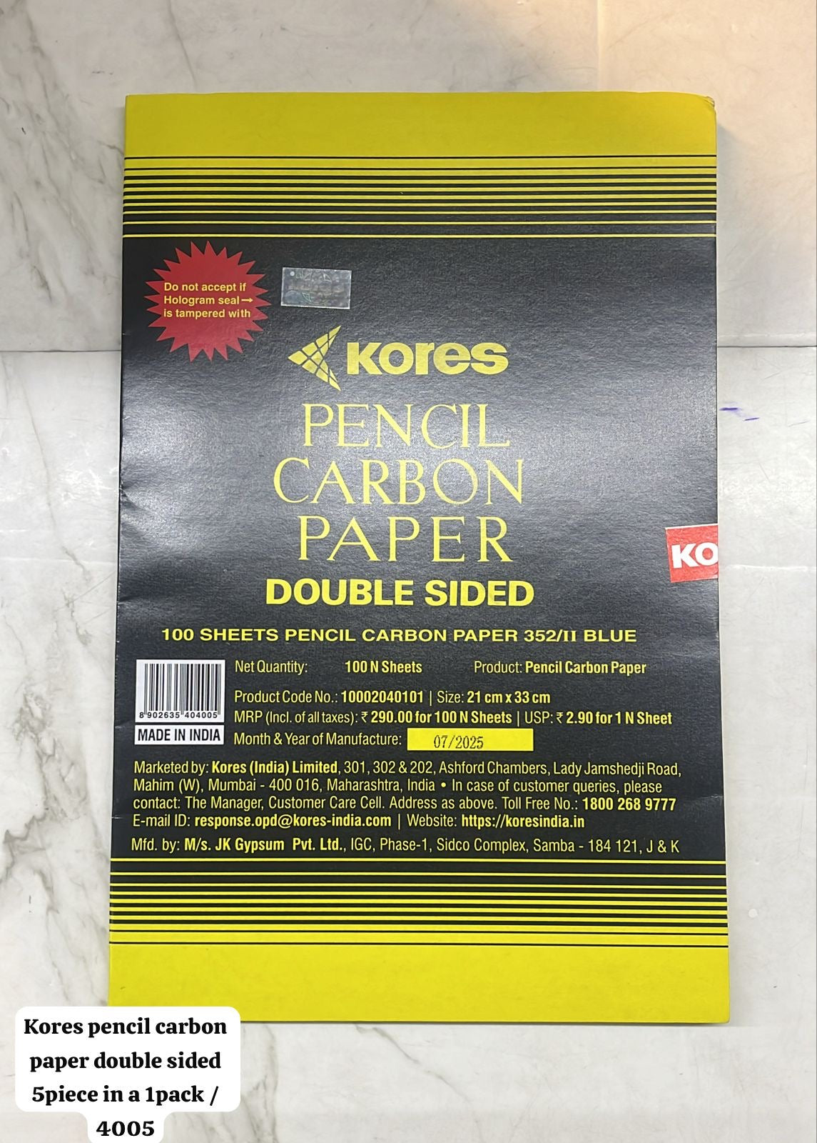 Kores pencil carbon paper double sided 5piece in a 1pack/4005