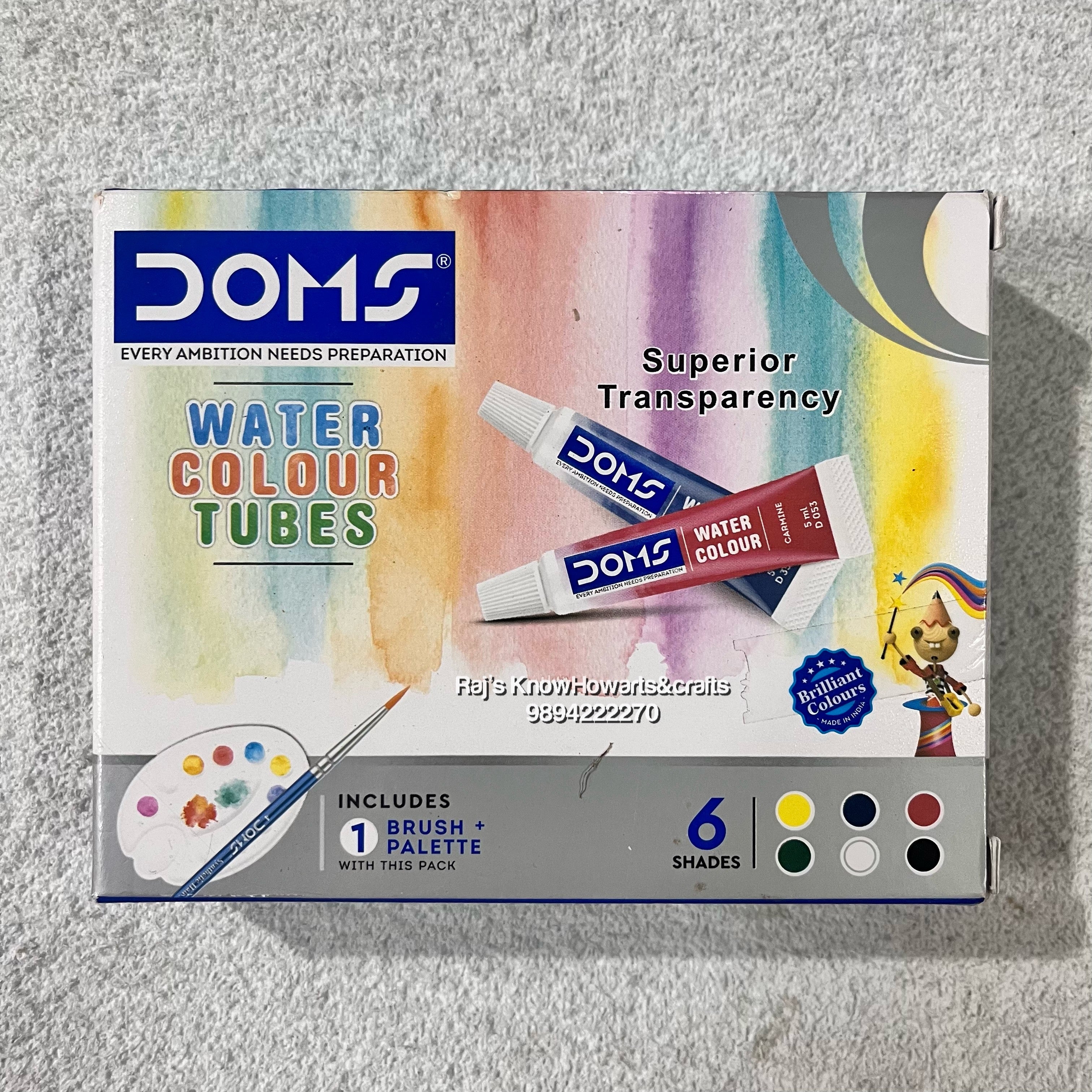 Doms water colour Tubes 6 shades