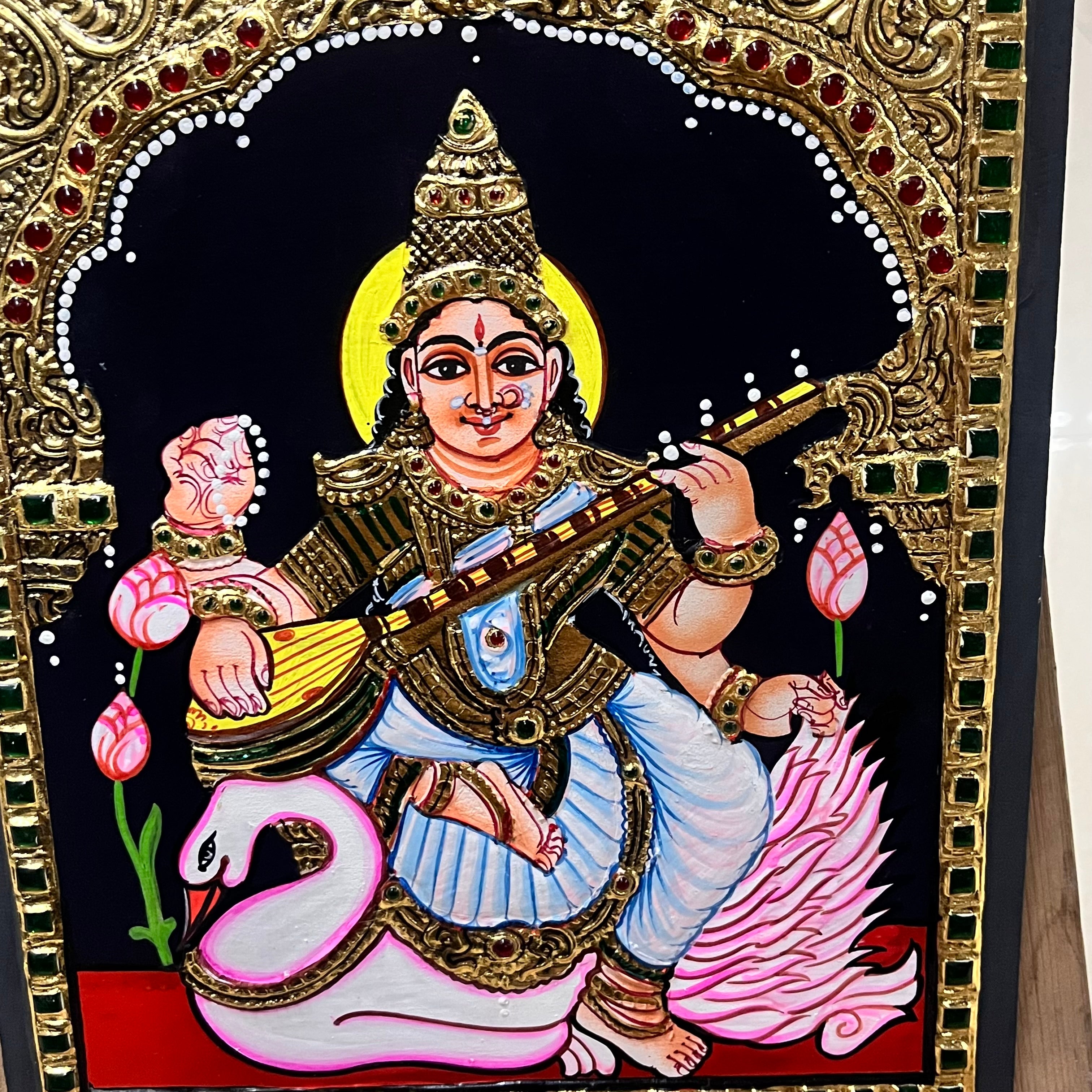 Saraswathi Tanjore painting 8x10(15days delivery form payment date)-1pack