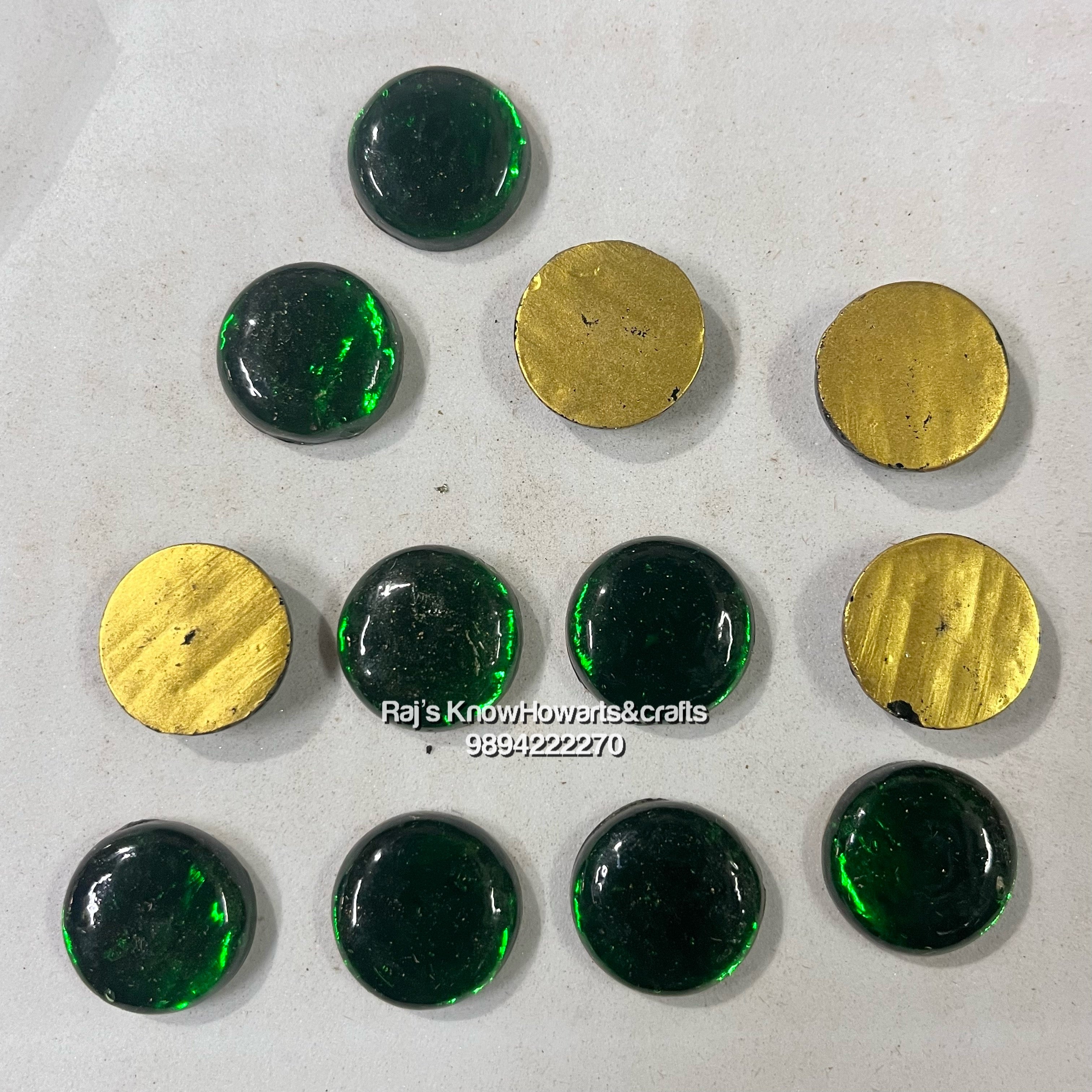 20mm Green Round Tanjore Painting Jaipur Kundan stones -25  stones in a pack - 20GR