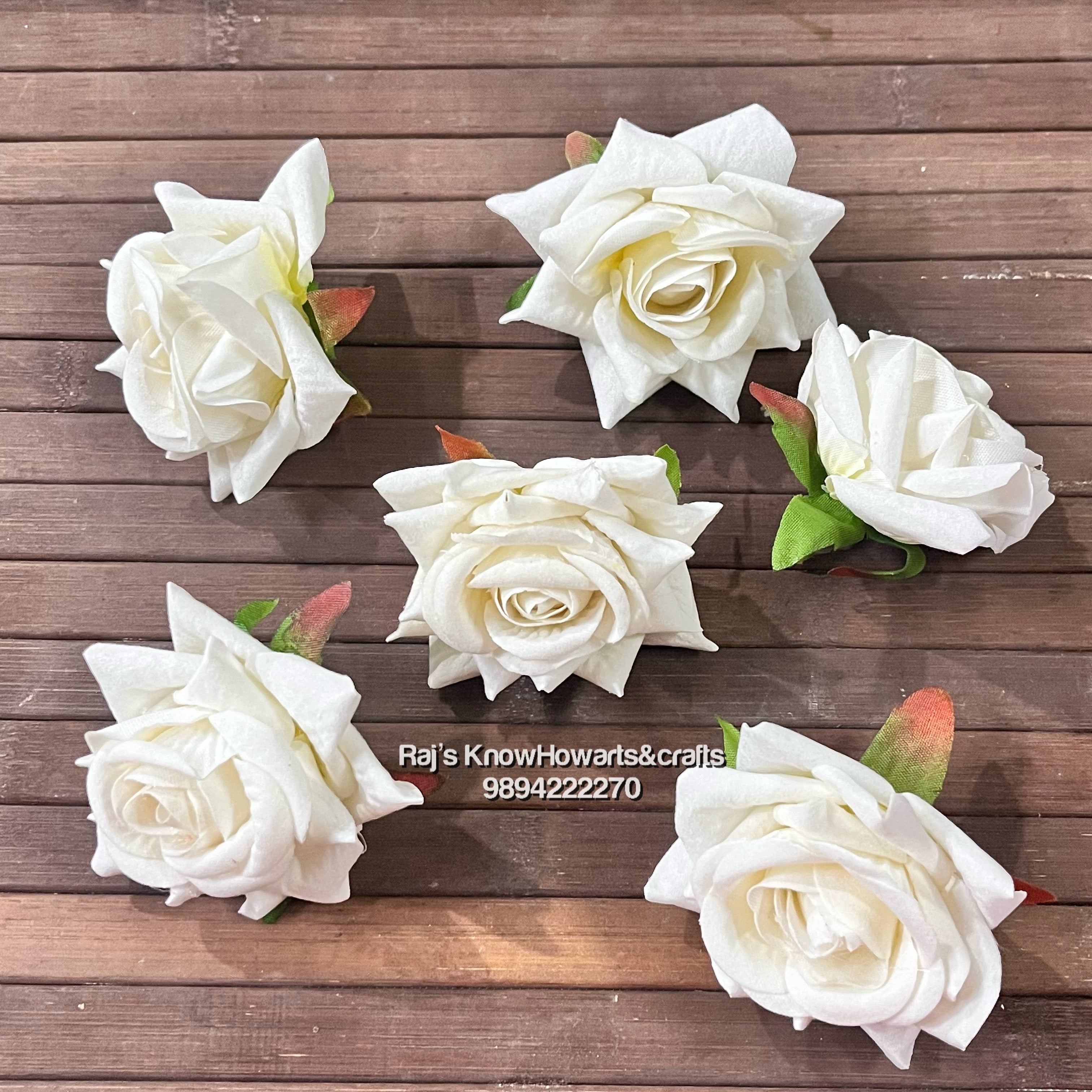 Artificial velvet rose  flower - 5pc