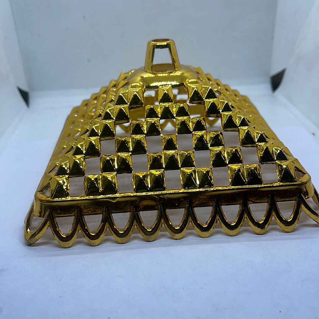 Acrylic Diamond gold pyramid ring