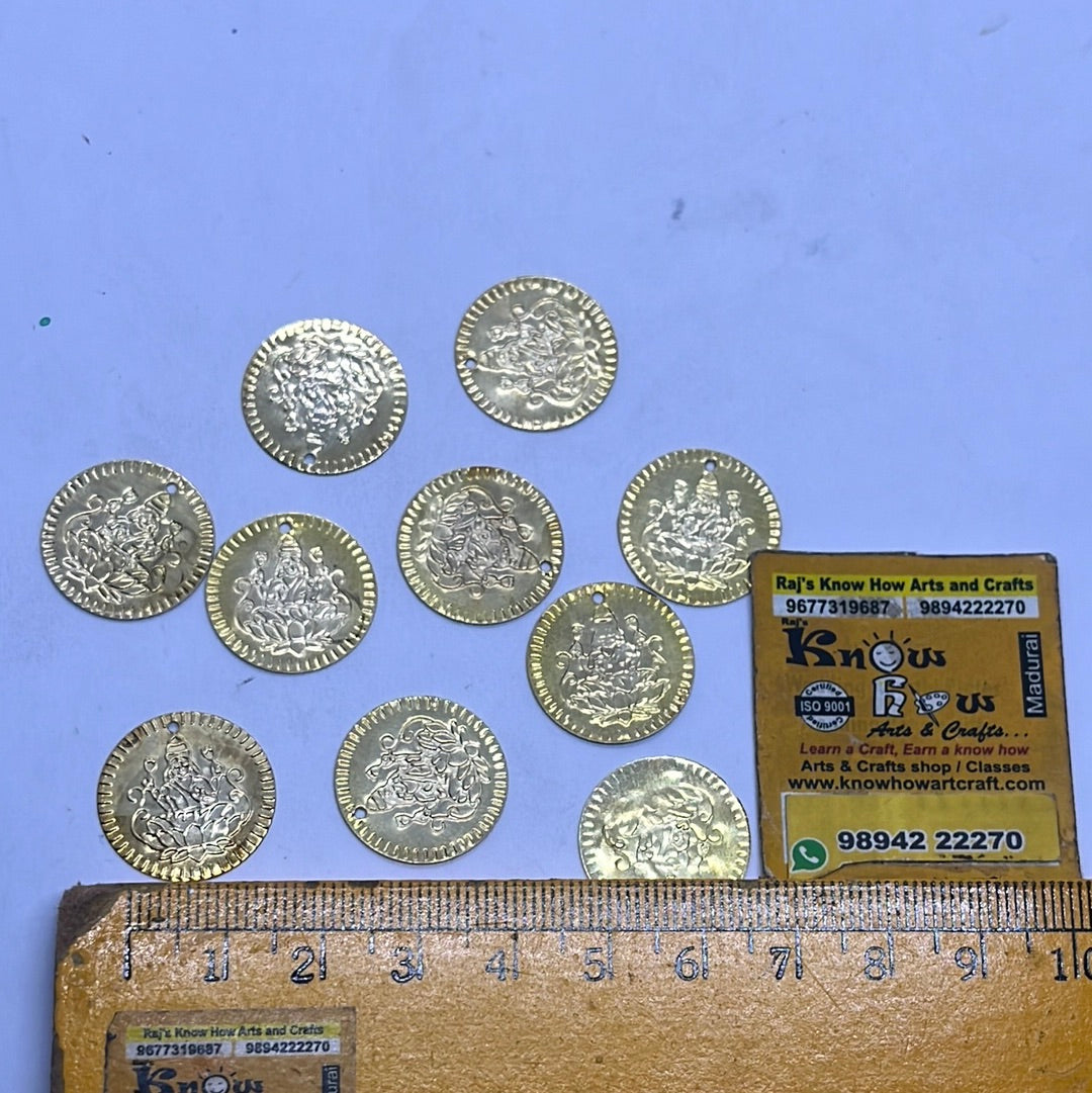 Gold  lakshmi coin in jewelry making 25g in a pack