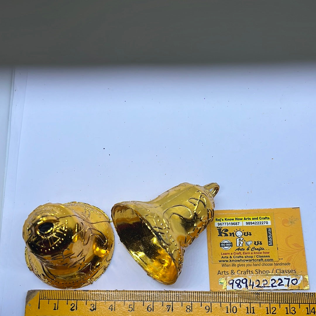 Acrylic Golden coloured metal bells - 5pc