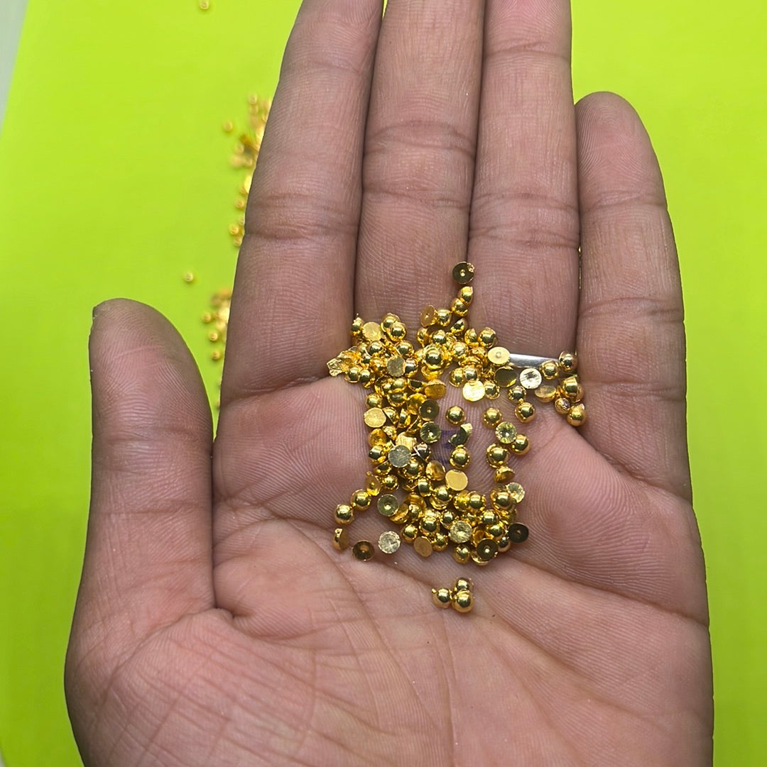 2mm golden round half beads more than 25pc