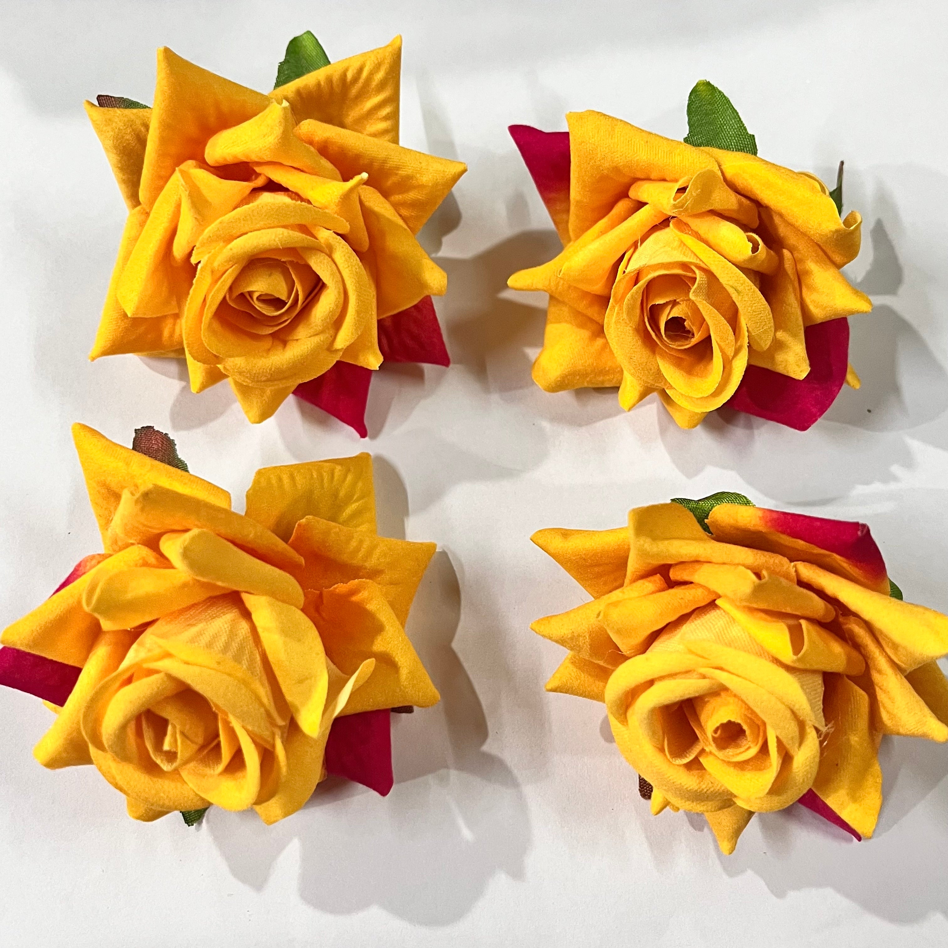 Artificial velvet rose  flower - 5pc