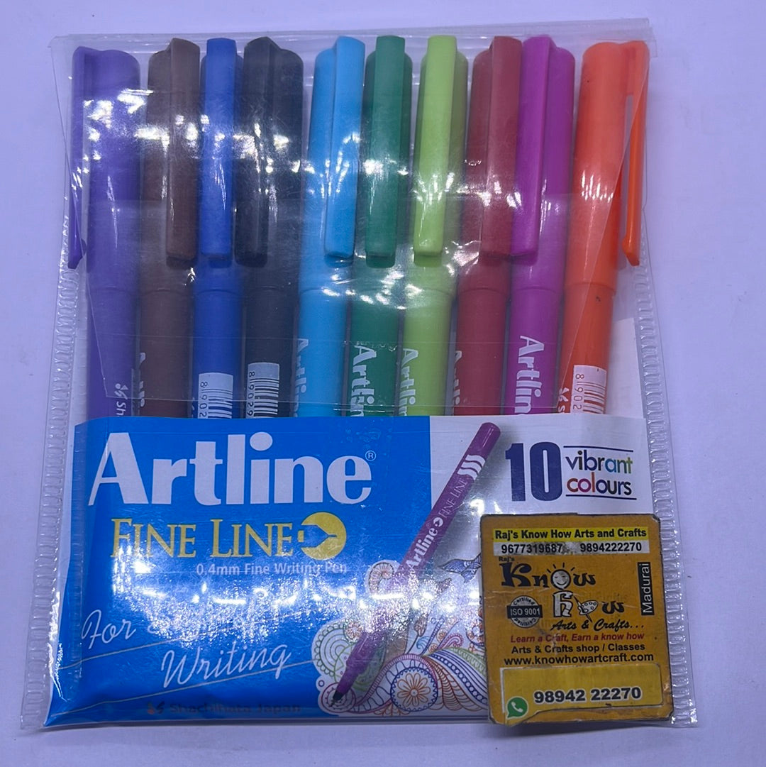 Artline  Fine line 10 vibrant multicolour writing pen.