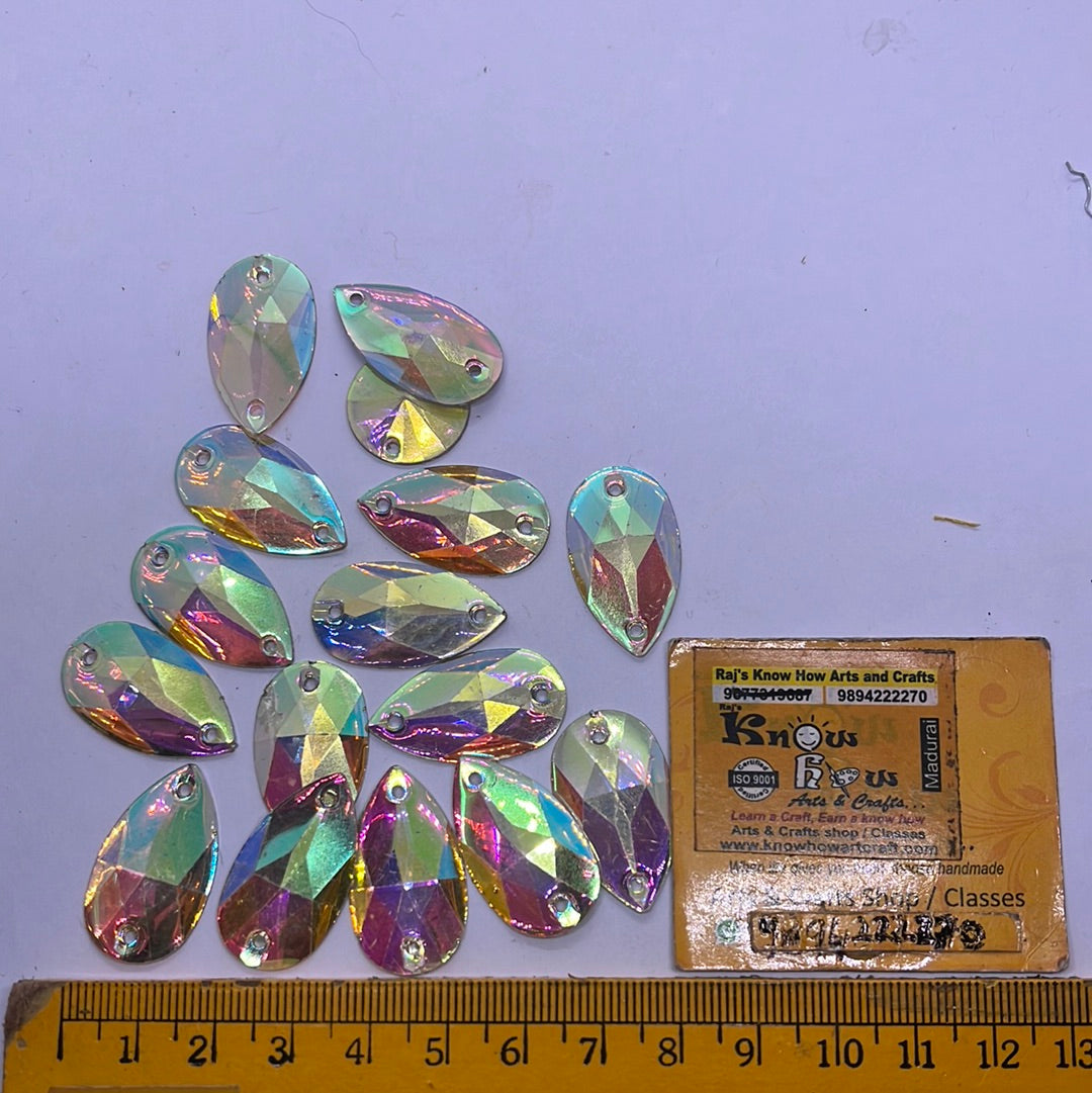 Zilzon drop shape crystal edged rainbow color - 10g 3