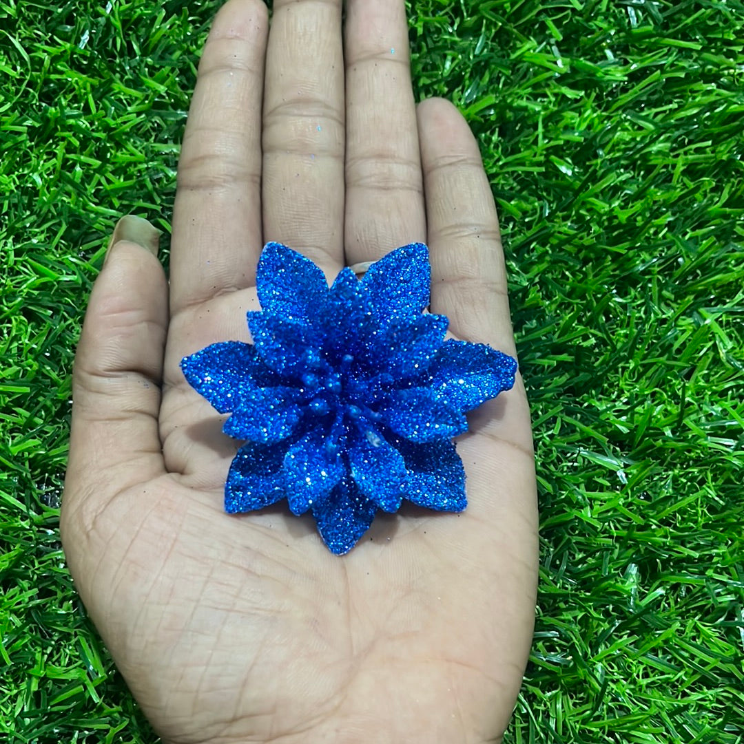 Blue Glitter flower 15/piece