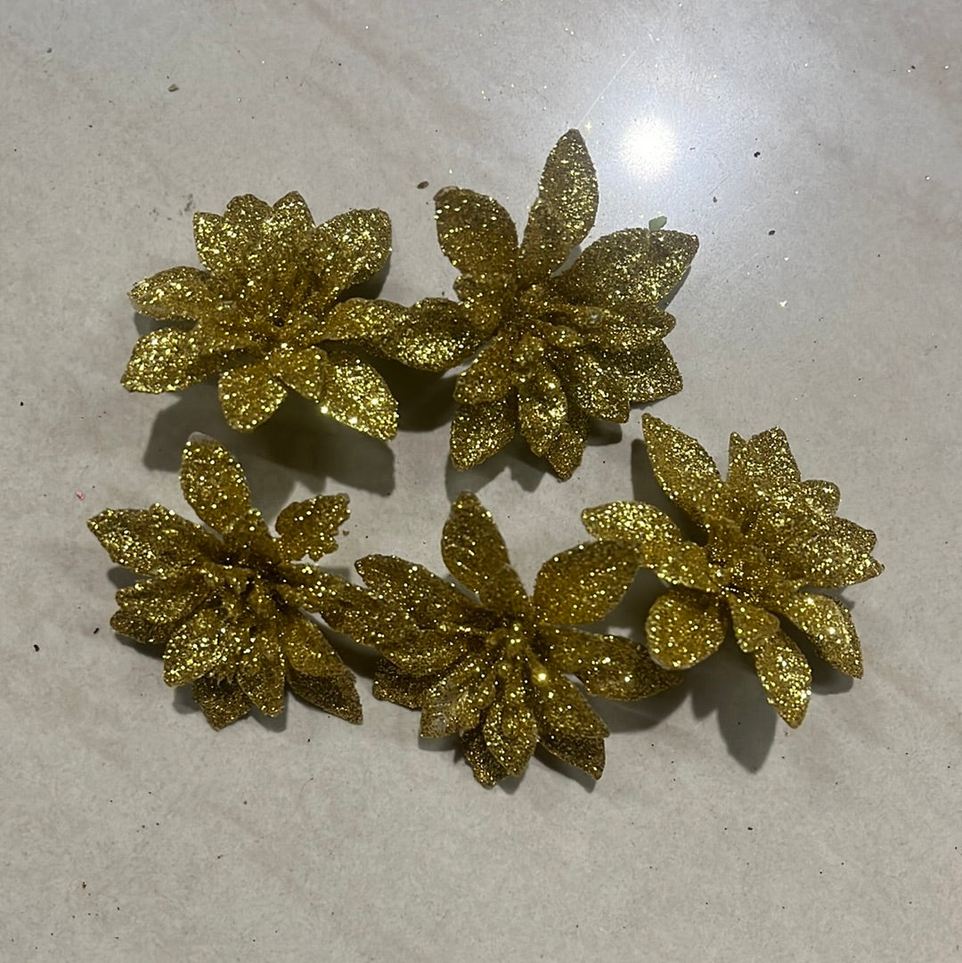 Gold Glitter flower 01 per piece