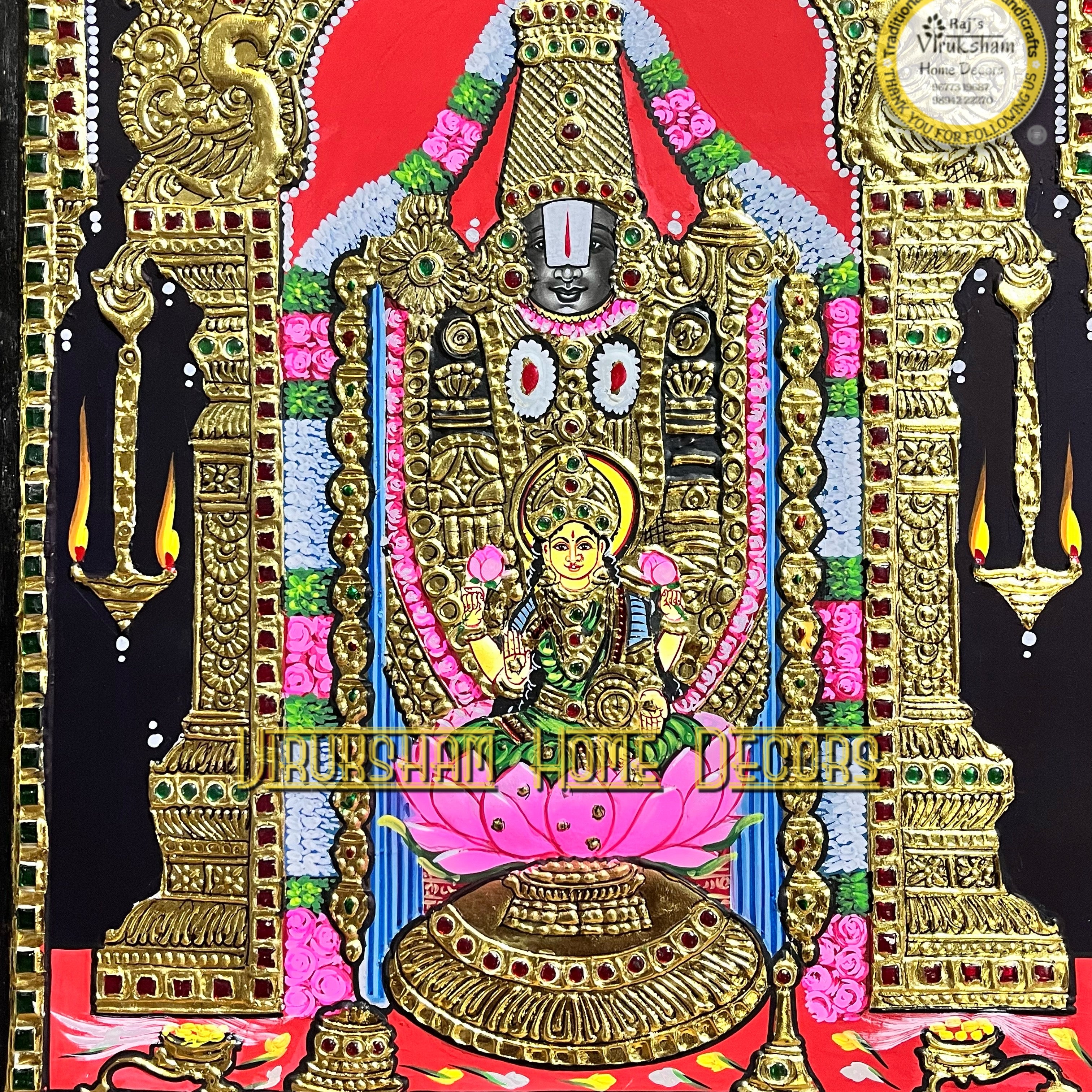 Thirupathi lakshmi  14x18Tanjore painting -1 board(15 days delivery time)