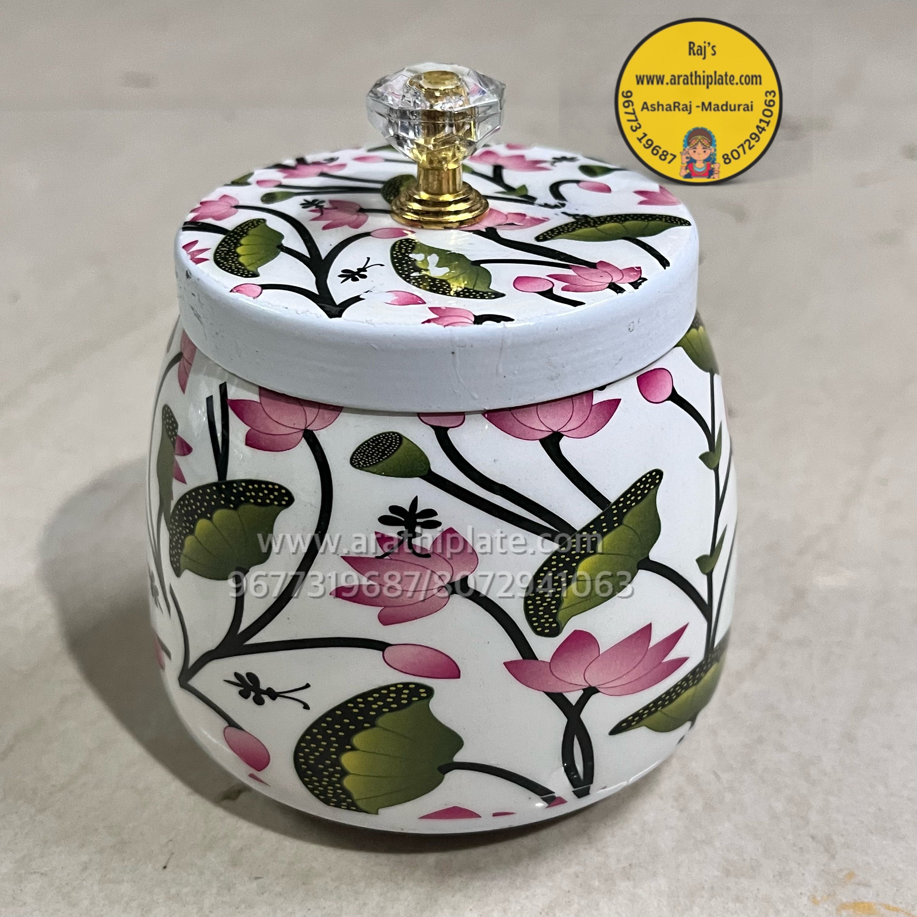 Assorted Pichwai cow printed jar -1 piece