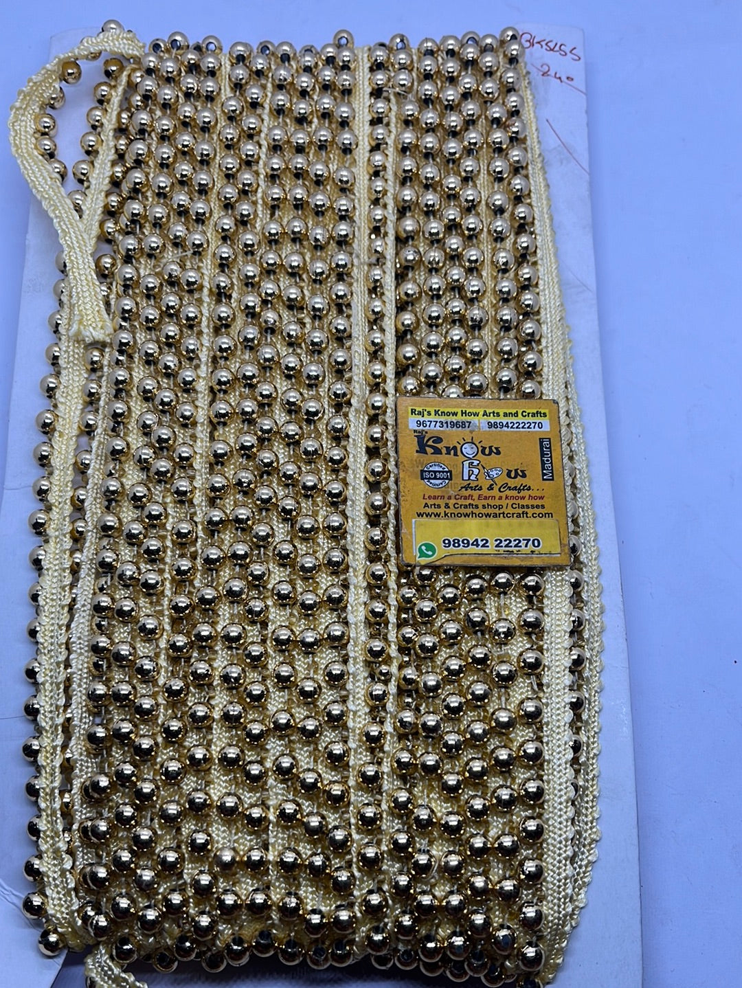 Bright golden bead lace - 1 meter