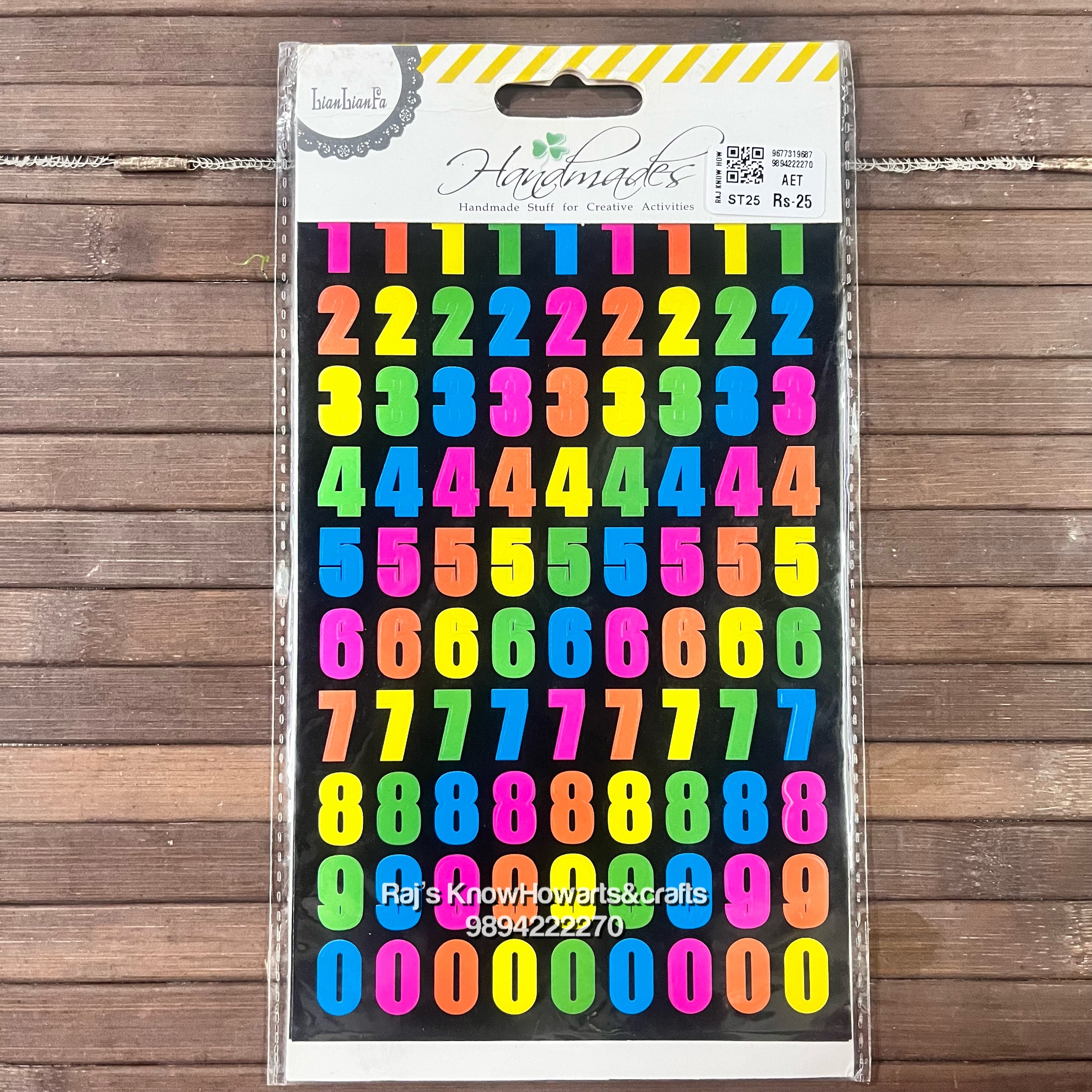 Coloured numbers stickers - ST25 – KnowHowArtCraft