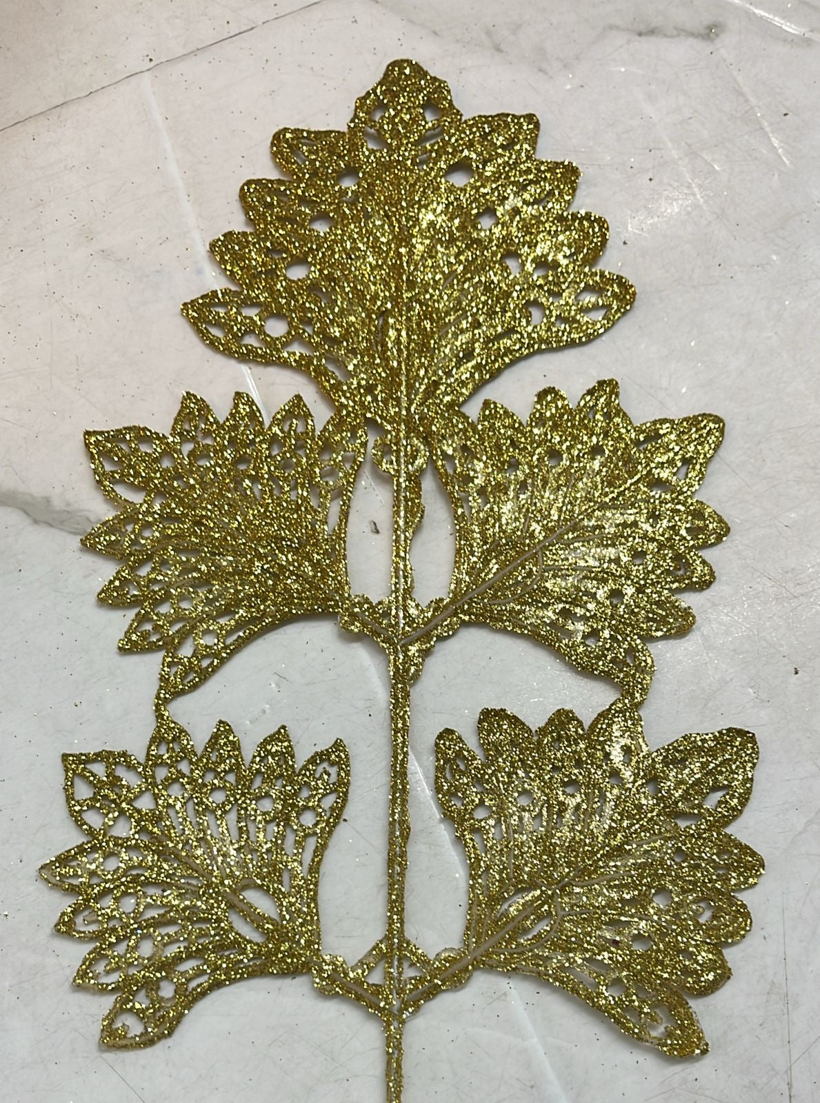 Golden glitter leaf feather-1pack