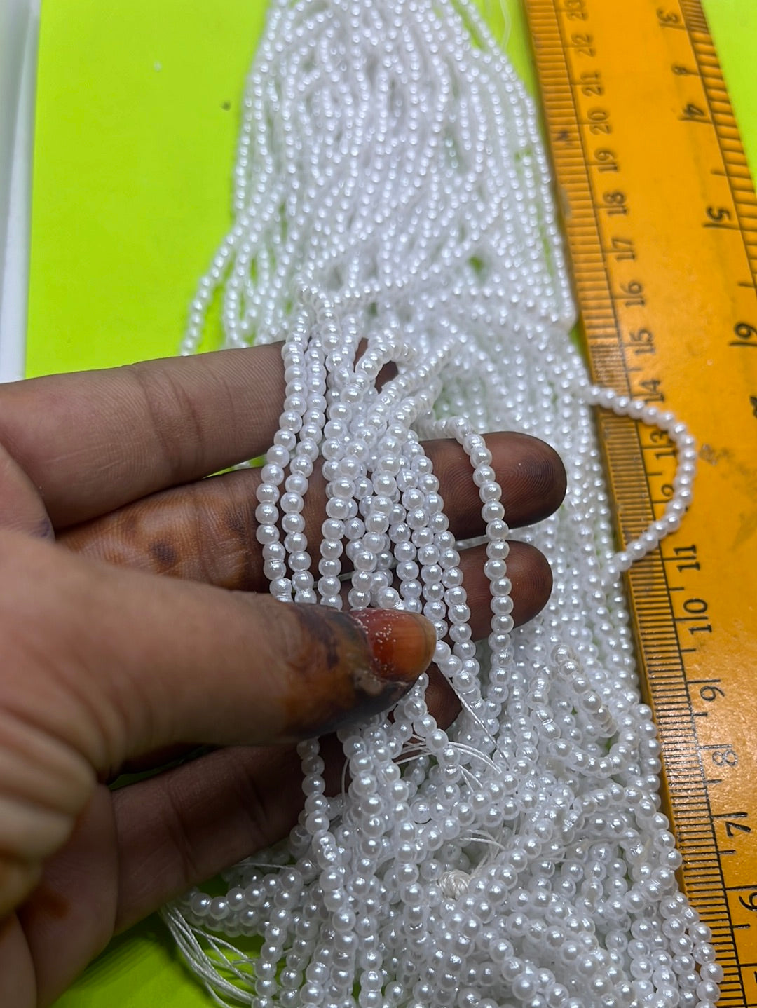 White round beads 3mm - 500 beads in a punch