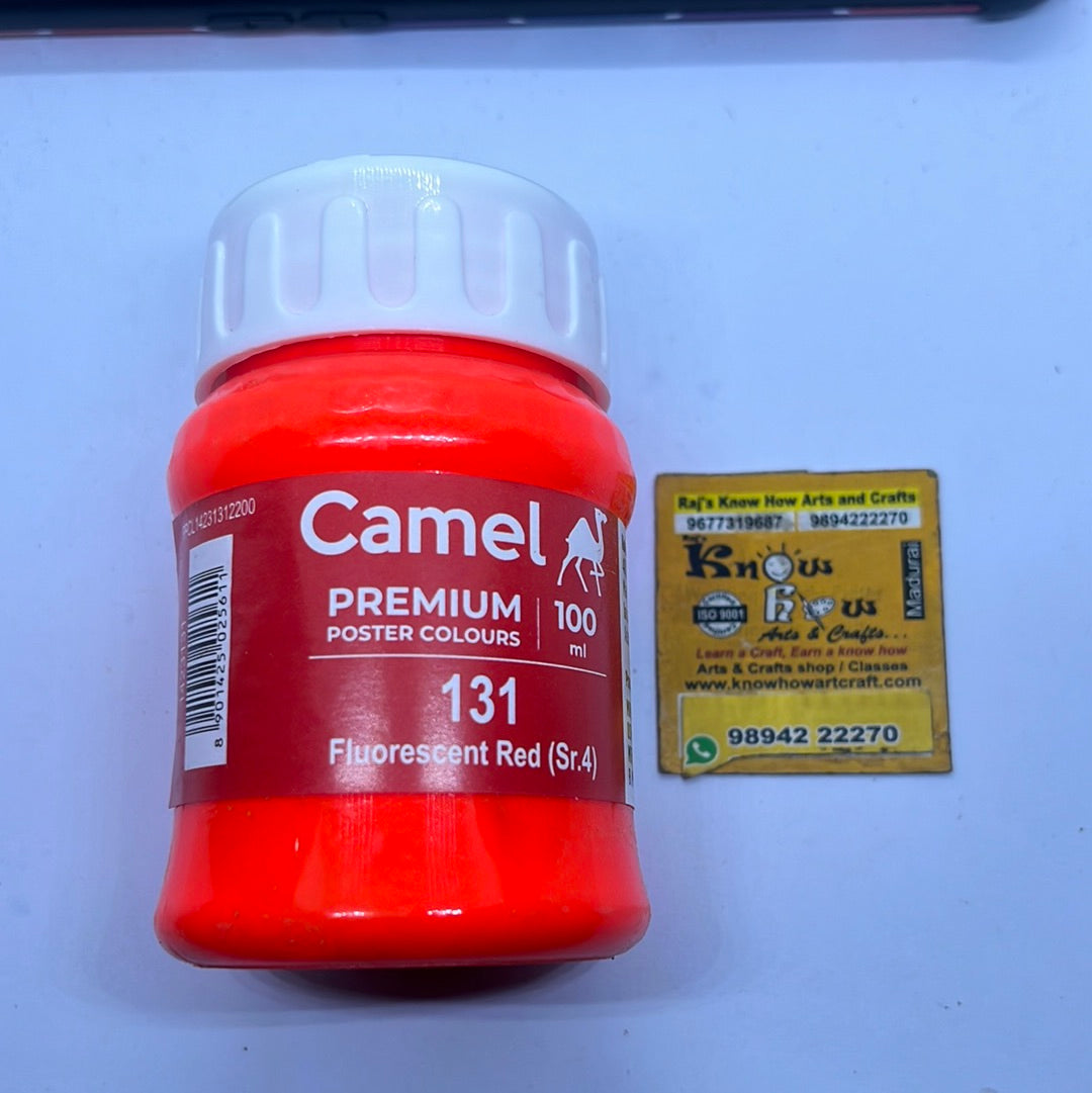 Camel premium poster colours Fluorescent red  100 ml