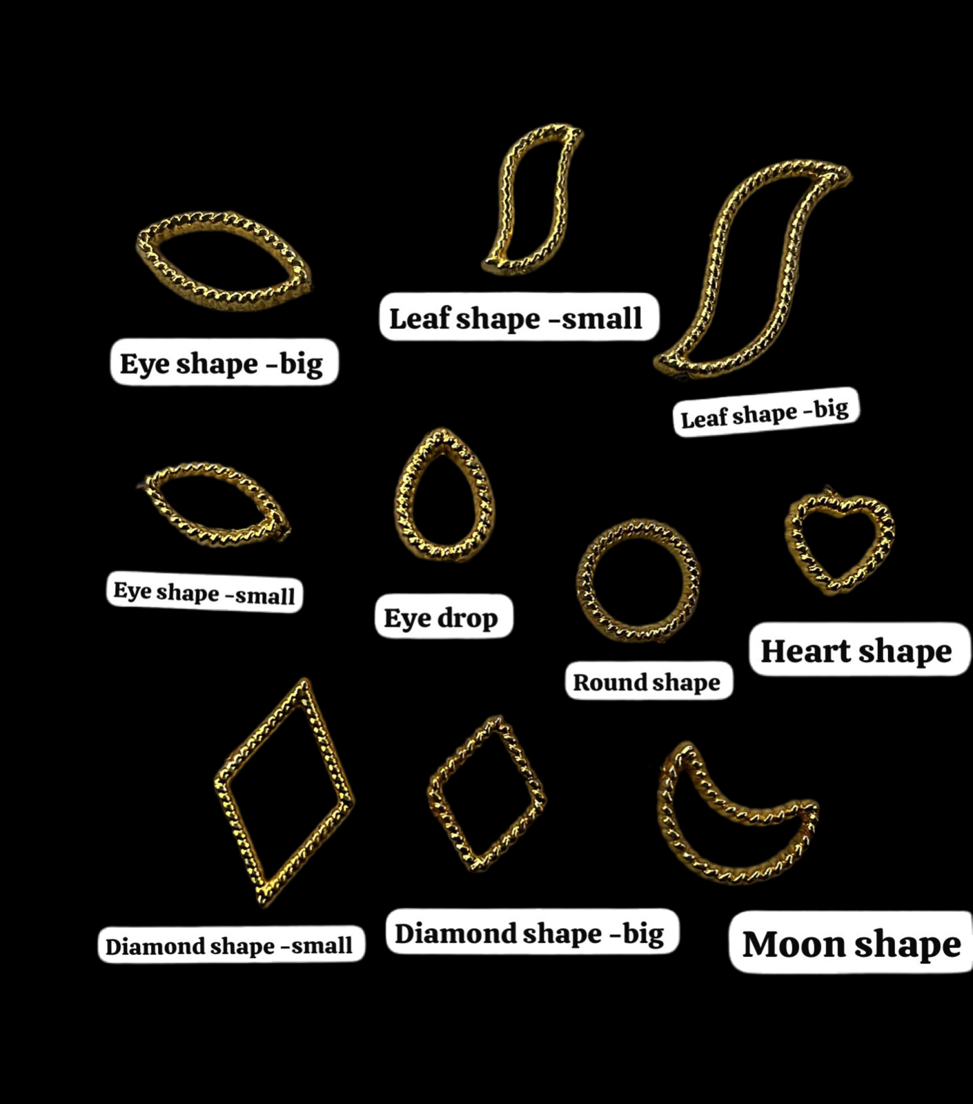 Golden Acrylic frame for kundan stone -25g pack assorted designs approximate 50pieces