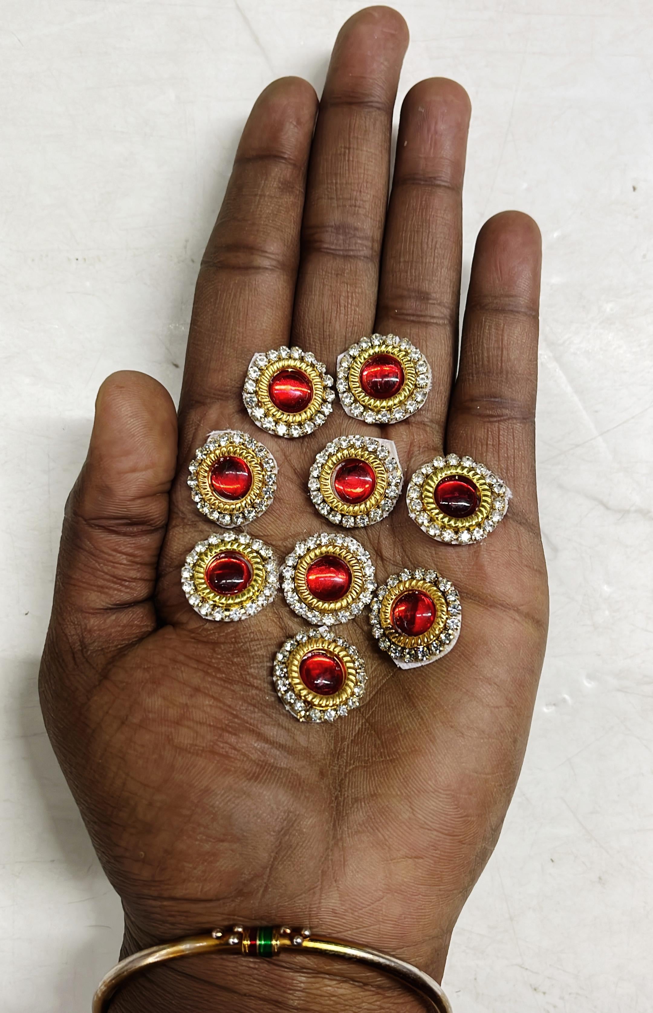 Round Red stone embroidery patch small 20piece in a 1pack /RSEPS
