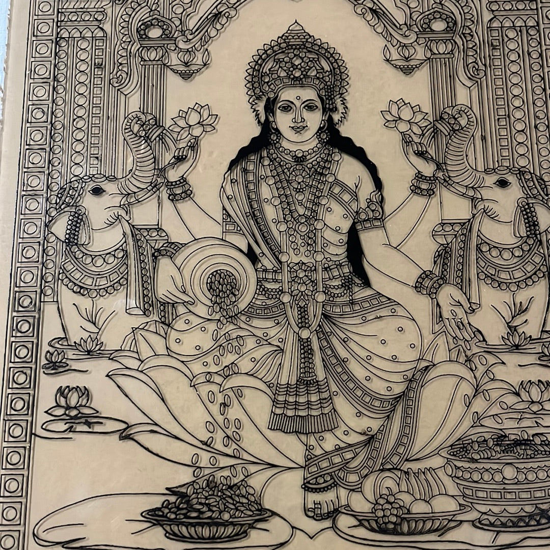Gajalakshmi Tanjore Reverse Fibre Glass Painting