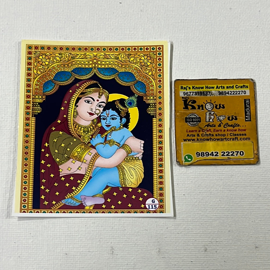 Yasodha Krishna tanjore reverse glass painting