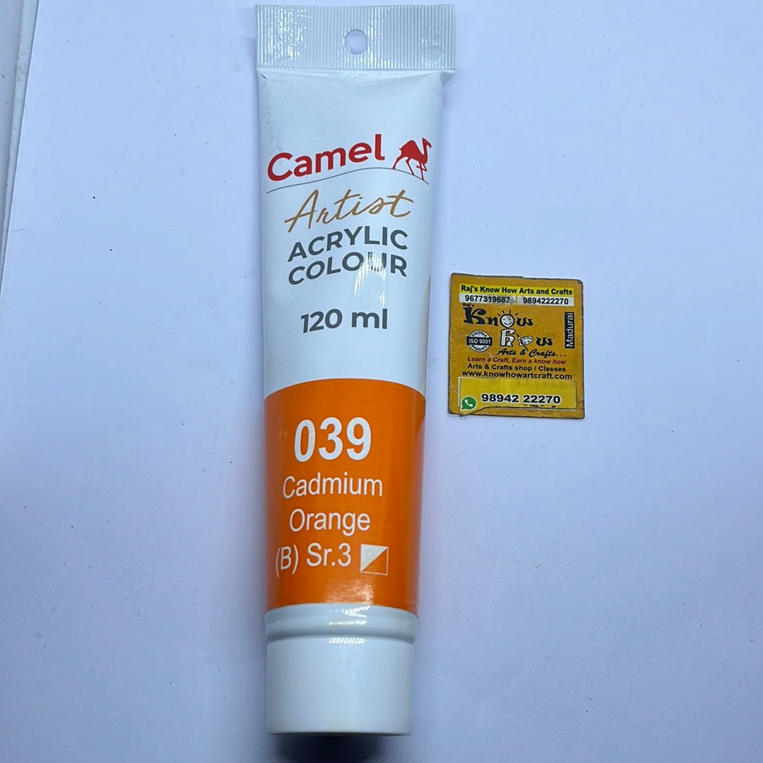 Cadmium orange -120ml Camlin Artist range acrylic colours – KnowHowArtCraft
