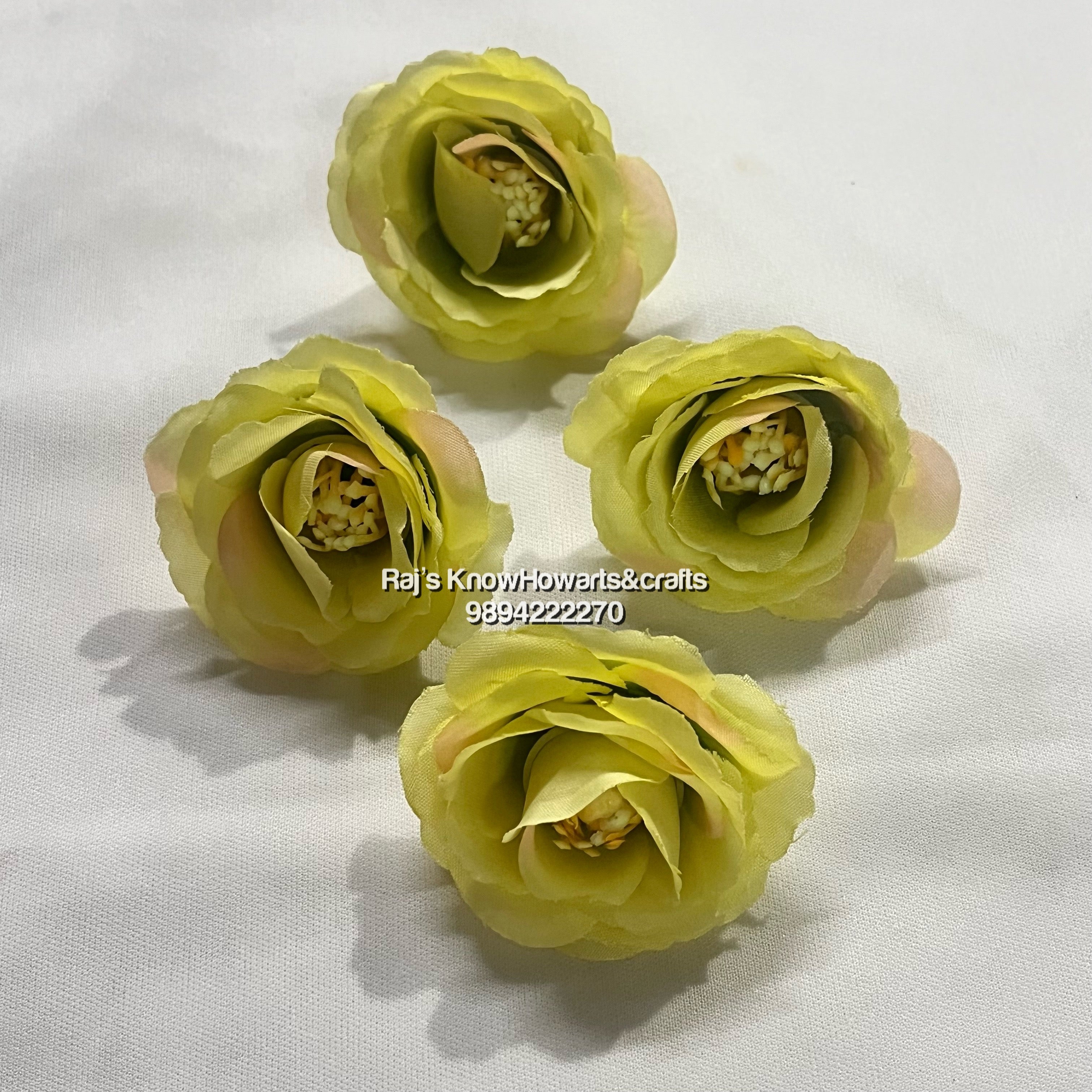 Rose With Pollens  pearl lemon yellow - 10 piece in a Pack