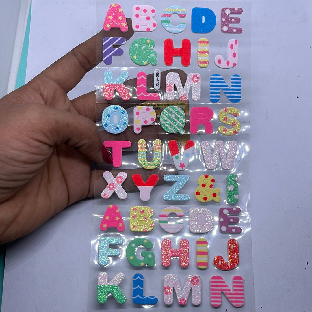 Decoration  rainbow glitter alphabet  stickers - 1 pack