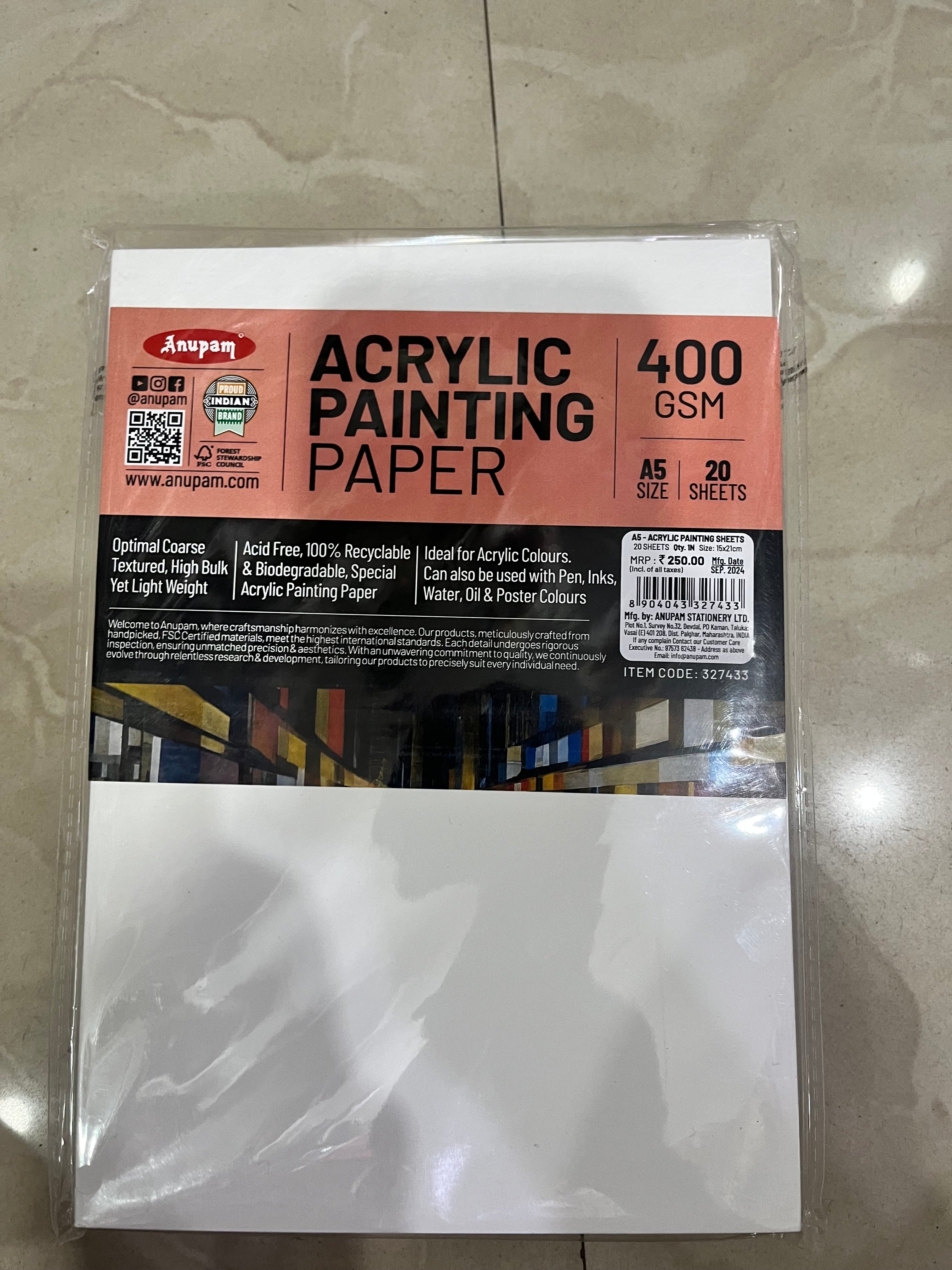 A5 Acrylic painting paper-400gsm-16 sheets