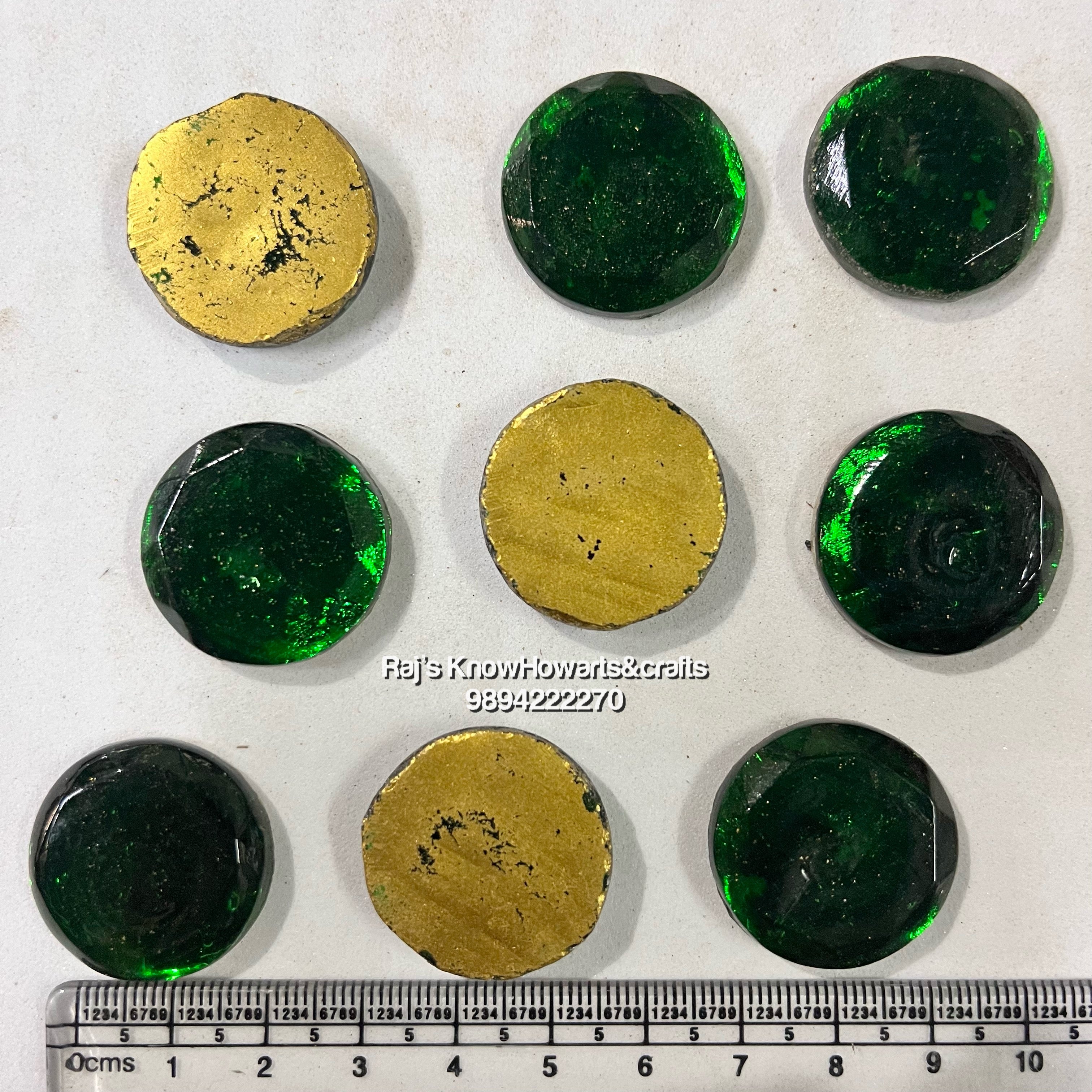 25mm Green Round Tanjore Painting Jaipur Kundan stones -25  stones in a pack - 25GR