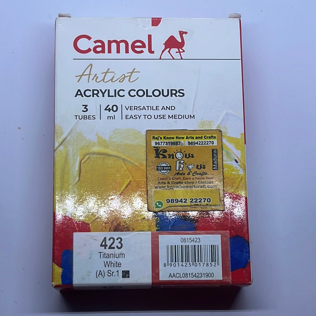 Titanium white -40ml Camlin Artist range  acrylic colours