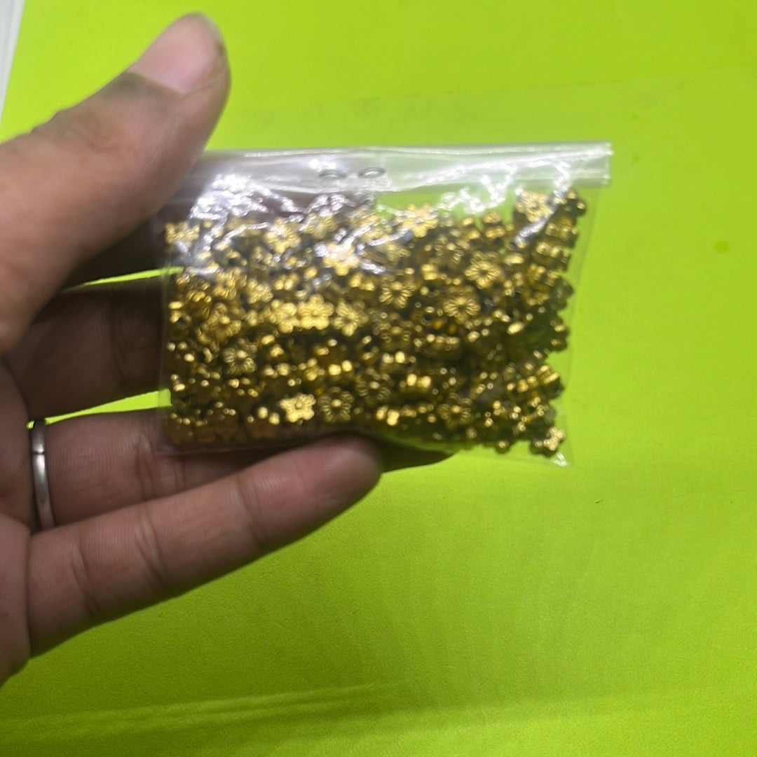3mm golden flower beads more than 25pc