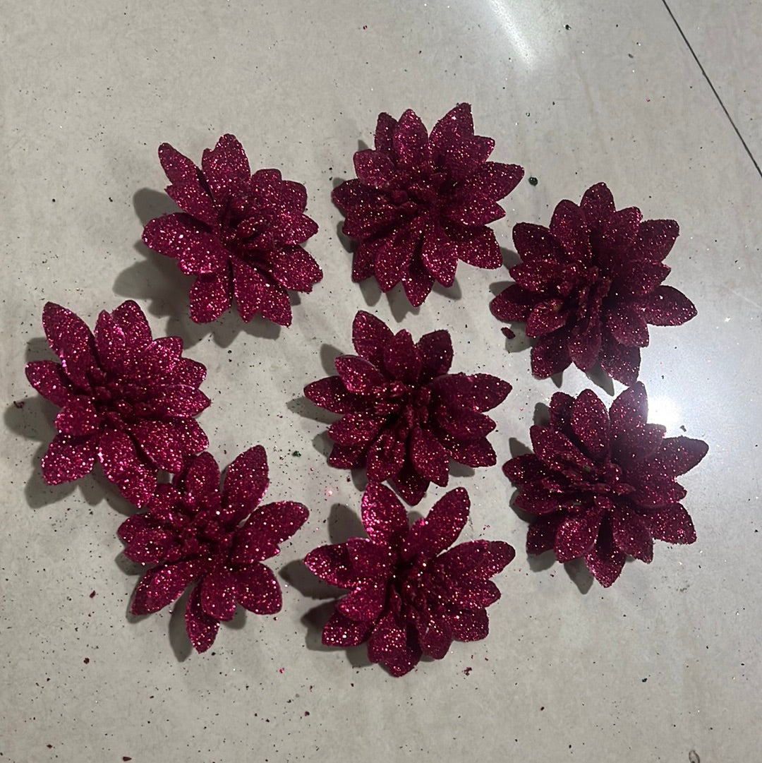 Pink   Glitter flower - 1 pc