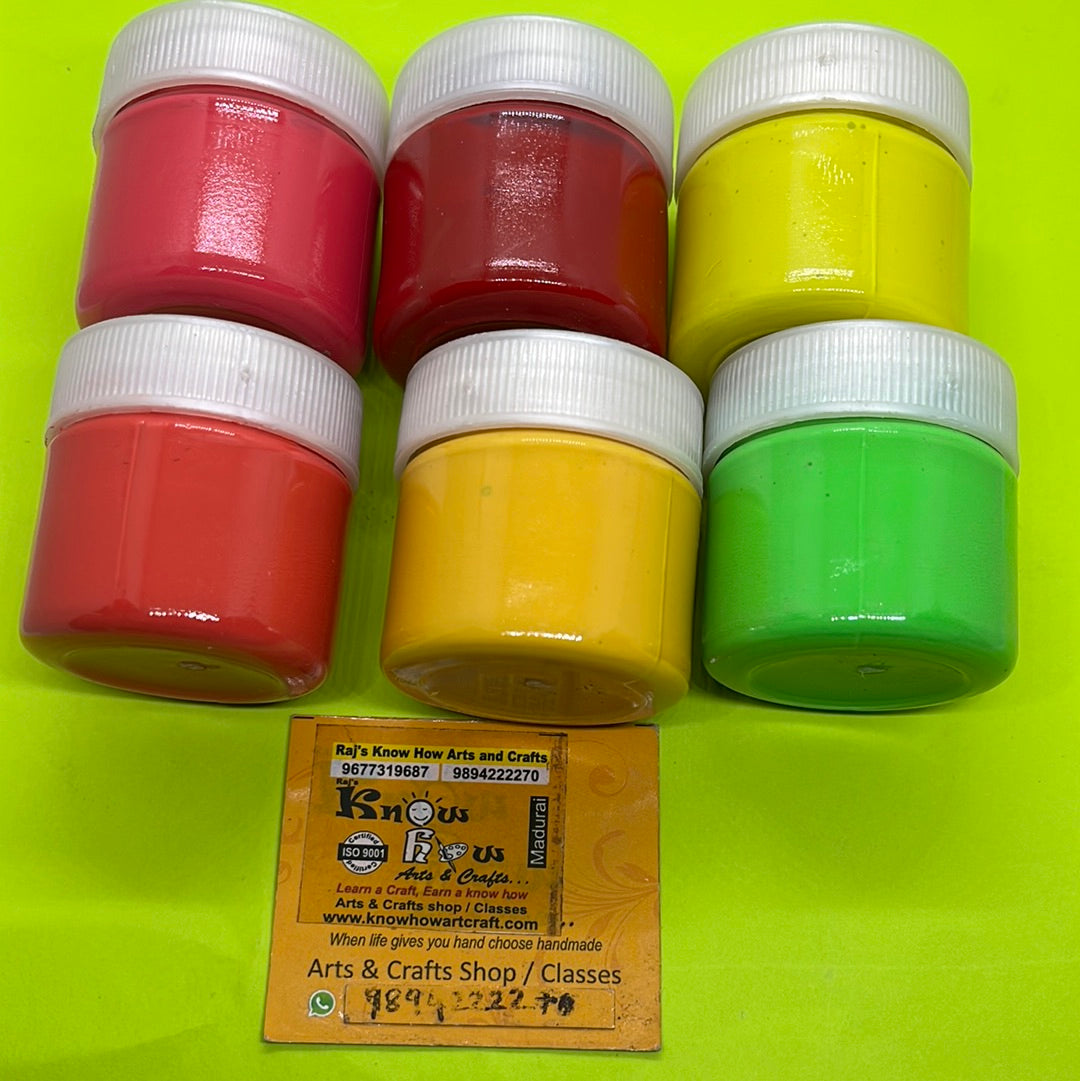 Gouache fluorescent colors 25ml 6 colors