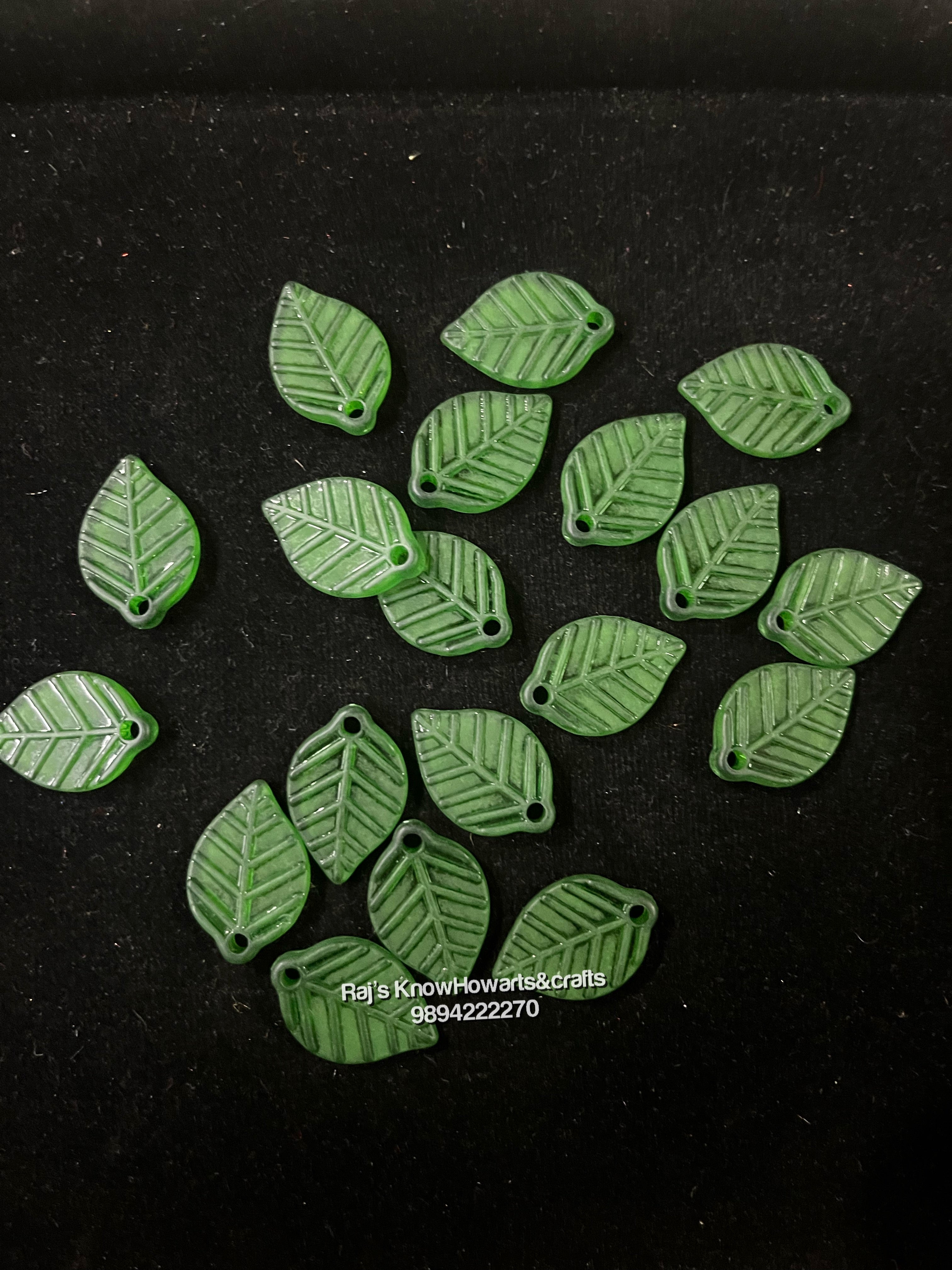 Green Leaf plain beads  - 50g in a pack