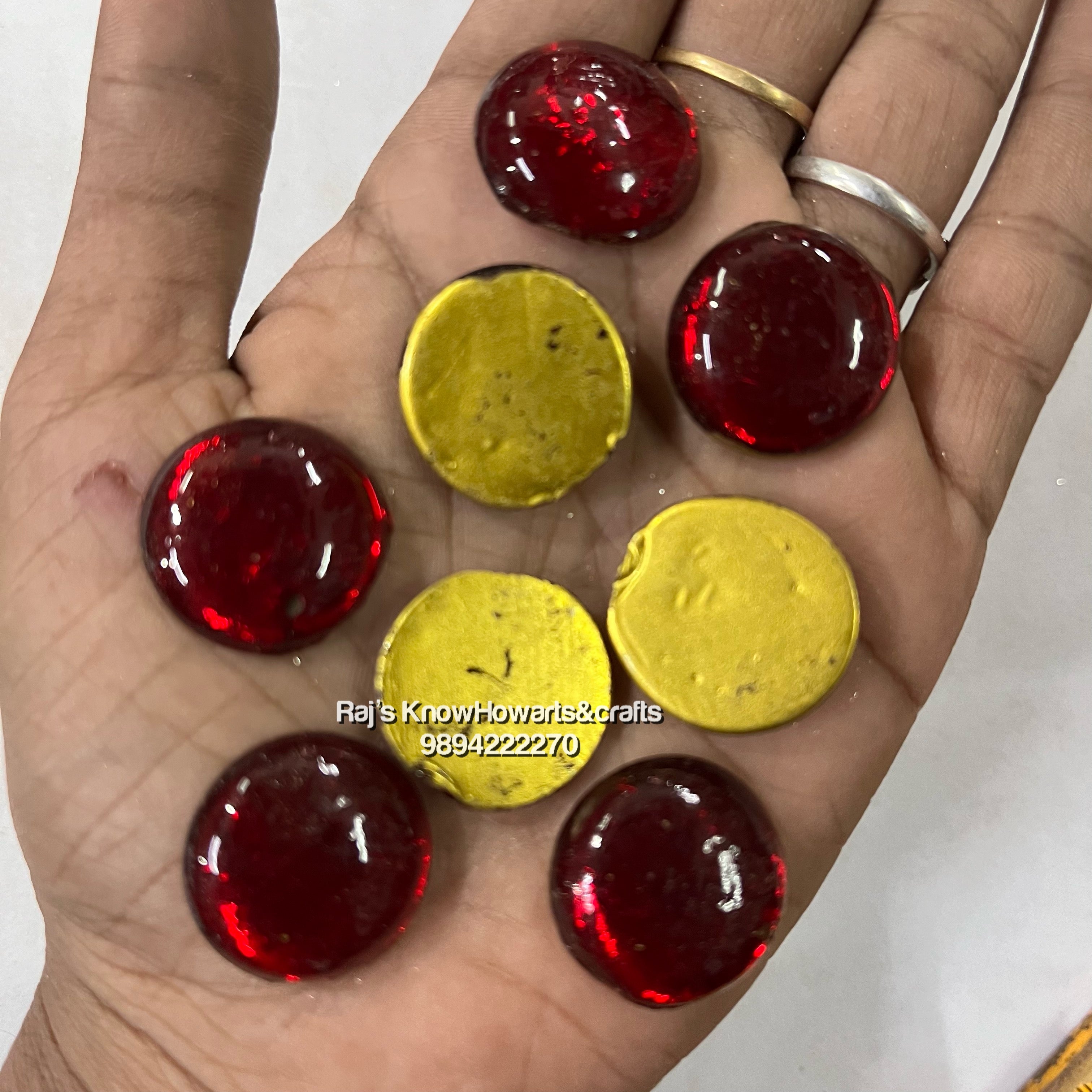 18mm Red Round  Tanjore Painting Jaipur Kundan stones-50 stones in a pack - 18RR