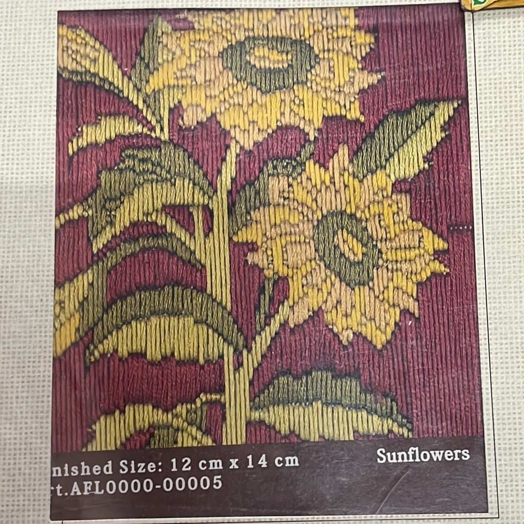 Anchor stitch embroidery kit sunflowers finished size 12cm x 14cm