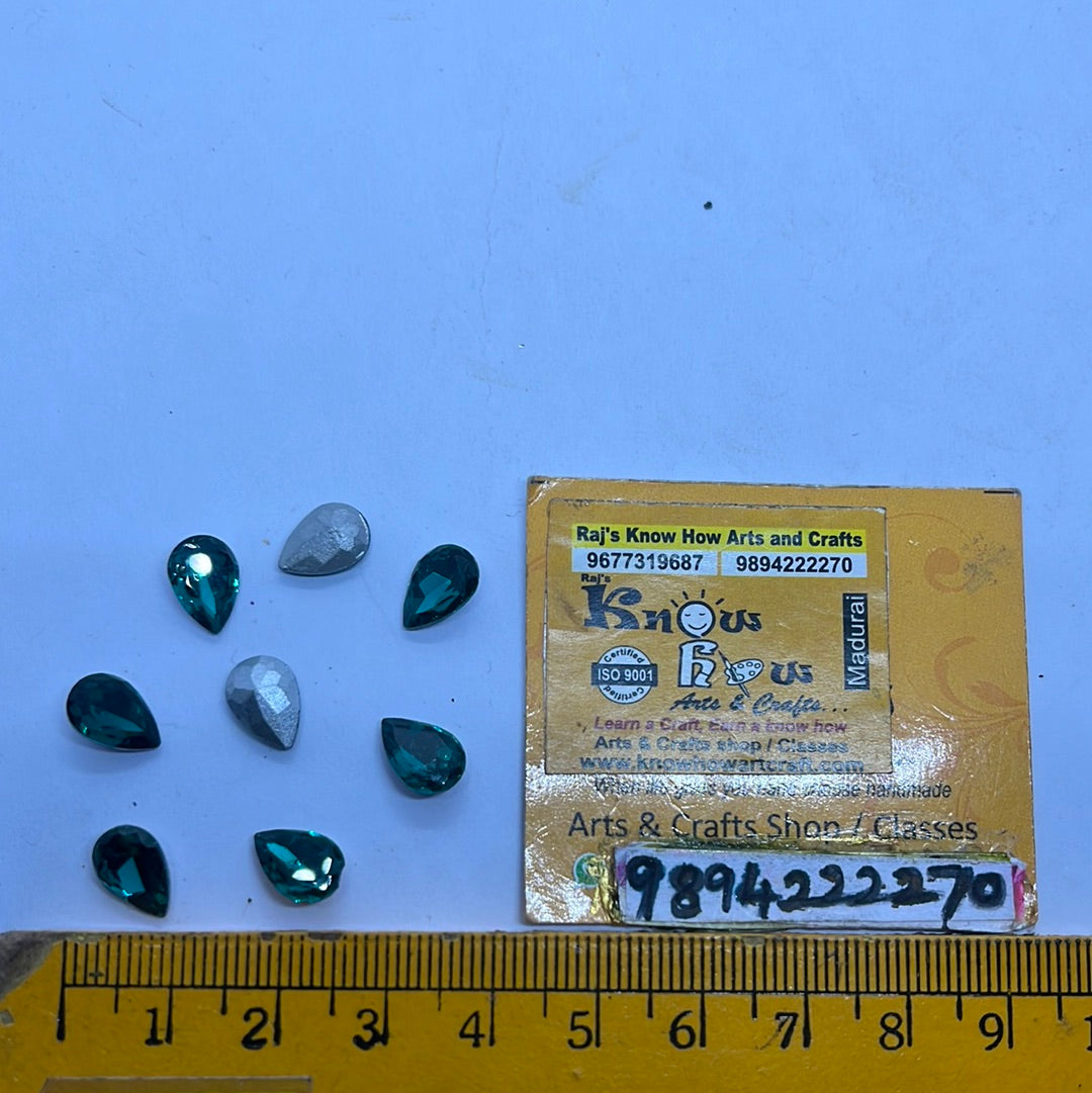 7x10 green Thilakam Tanjore Painting American diamond stones-8 stones in a pack