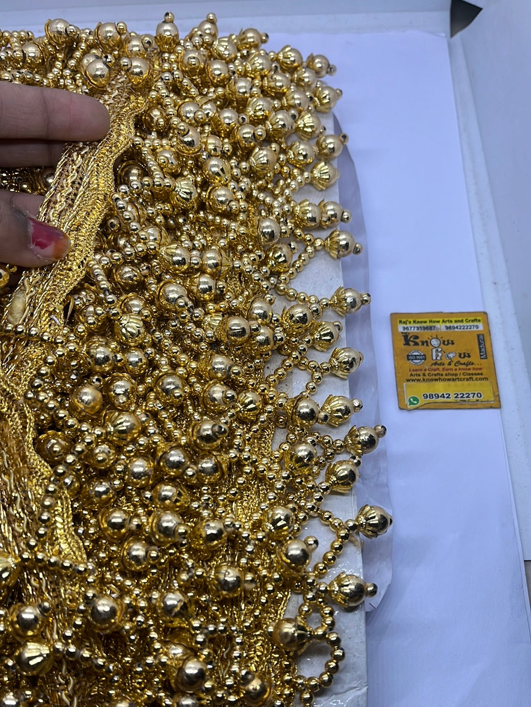 Golden zari beads  lace -  1 metre
