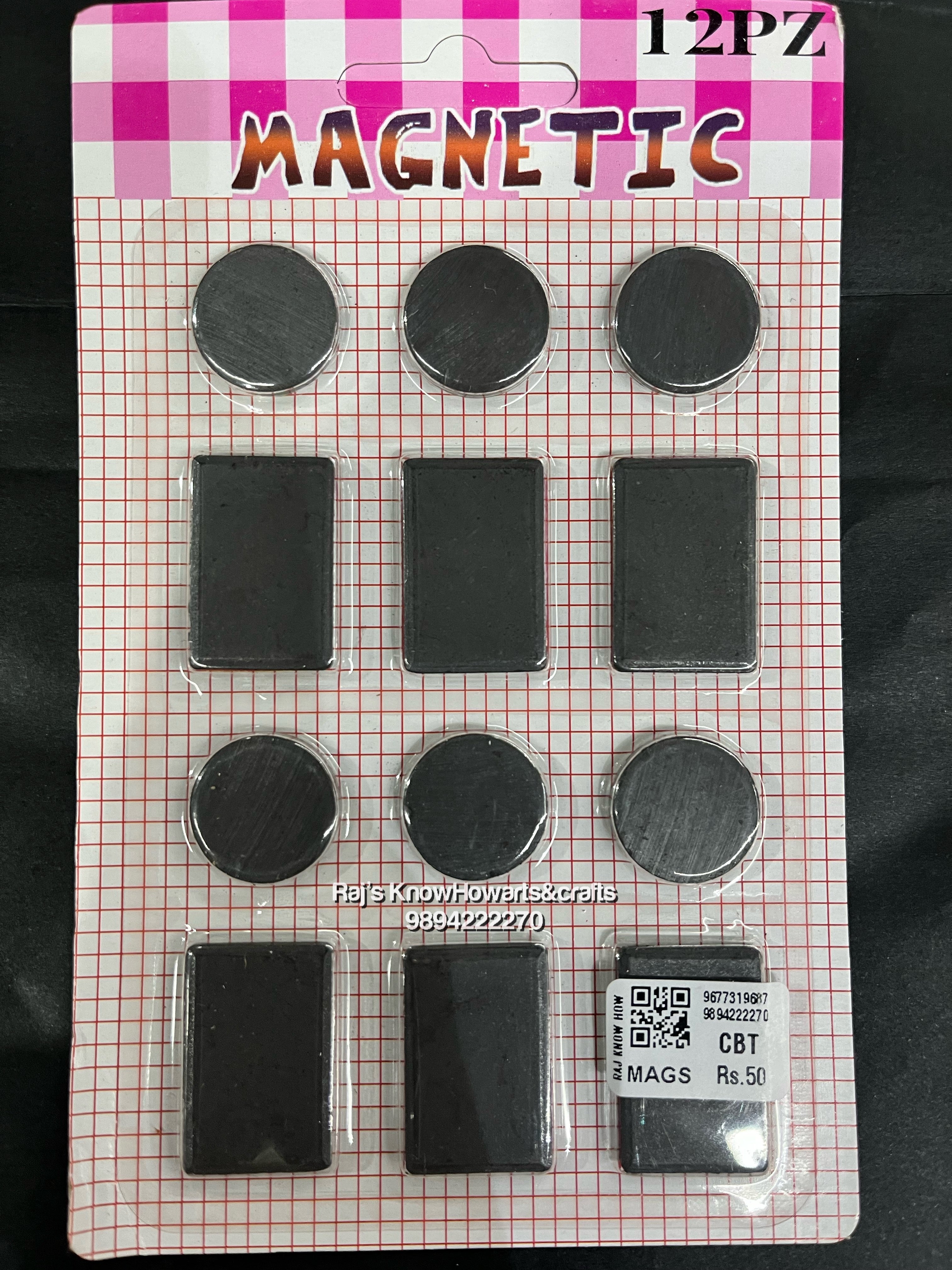 Magnet SHAPES -(RECTANGLE,ROUND)12PC-MAGS