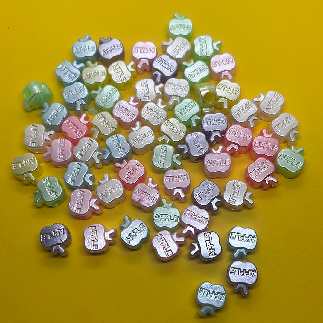 Pastel color apple design beads -50g 5