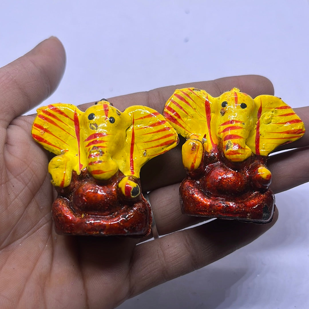 2pcs set of handmade wooden Lord ganesha