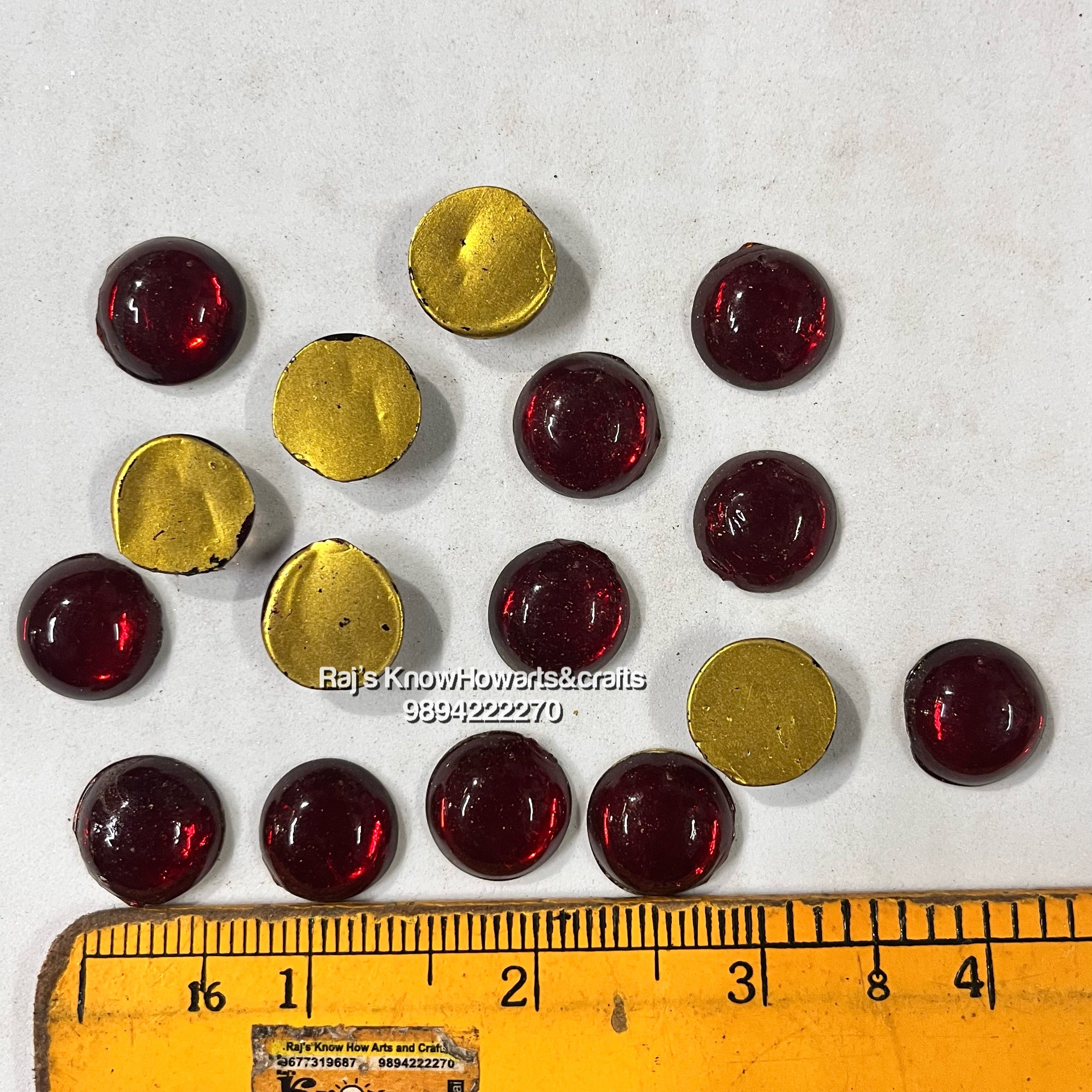 16mm Red Round Tanjore Painting Jaipur Kundan stones-50 stones in a pack - 16RR