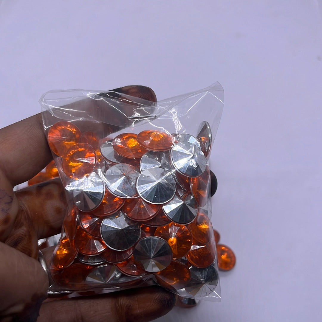 12mm Acrylic Diamond  -dark orange  - 10g 5