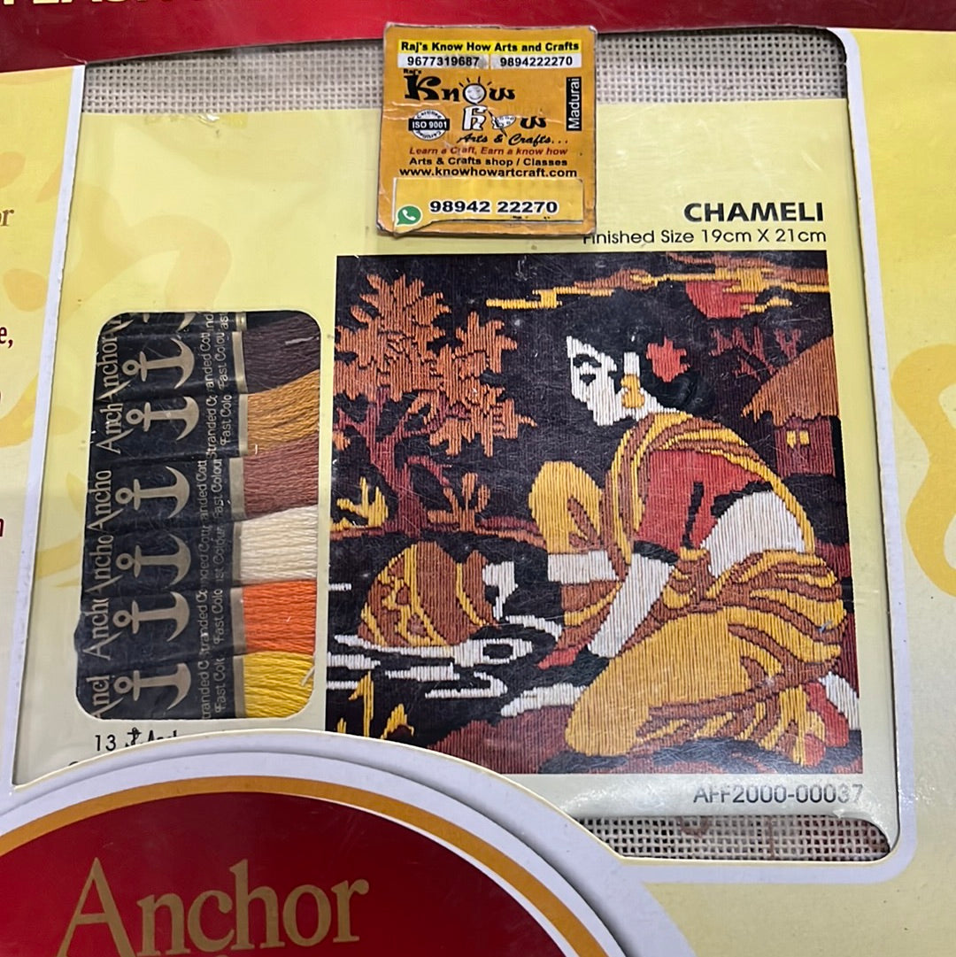 Anchor stitch embroidery kit Chameli finished size 22cm x 25cm