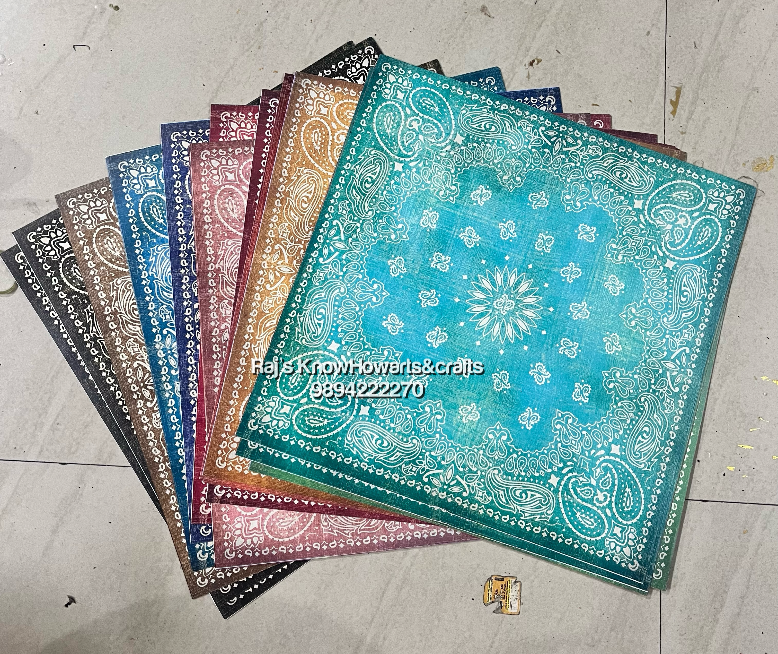 Vintage Bandana papers 12x12 Allsorts - 24 sheets - 1 packet