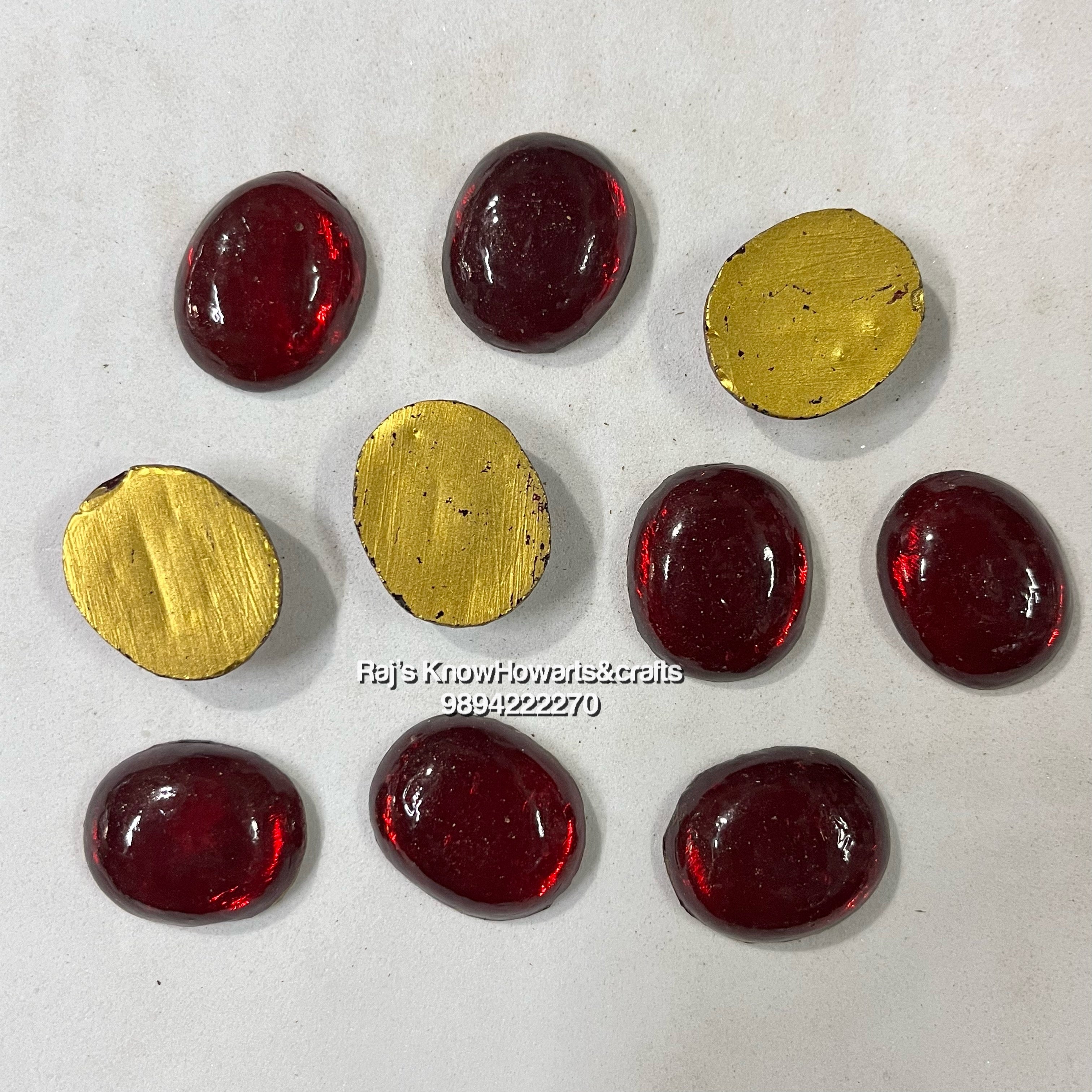 18x24  Red Oval Tanjore Painting Jaipur Kundan stones-50 stones in a pack - 18OR