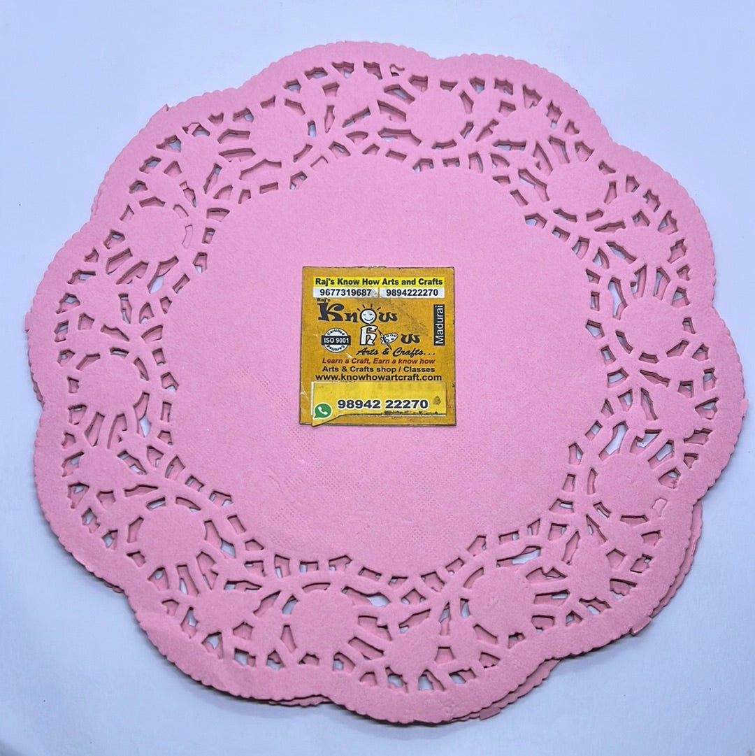6.5 Paper doyleys round shape pink